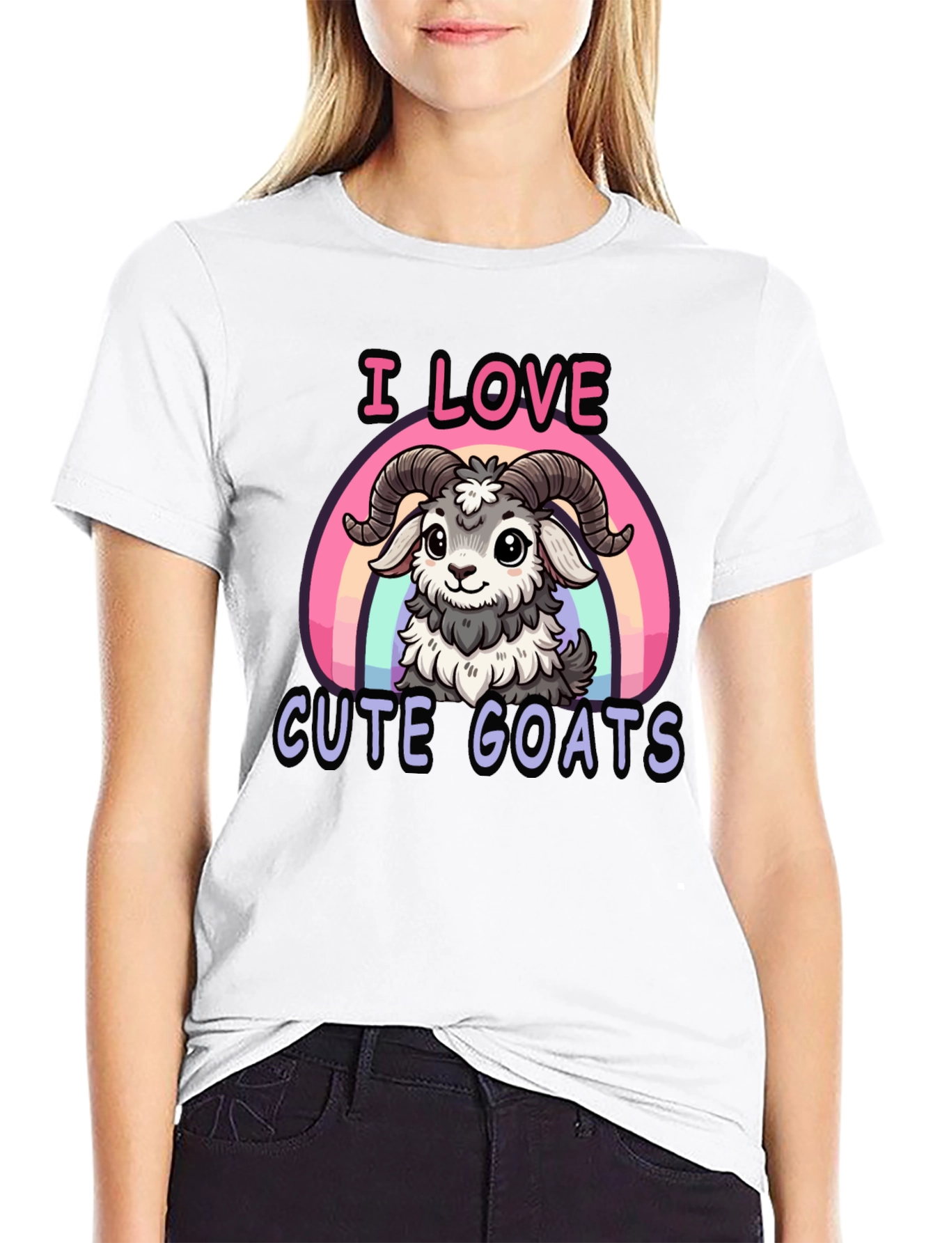 Camiseta Negra Amo Cabras Adorables