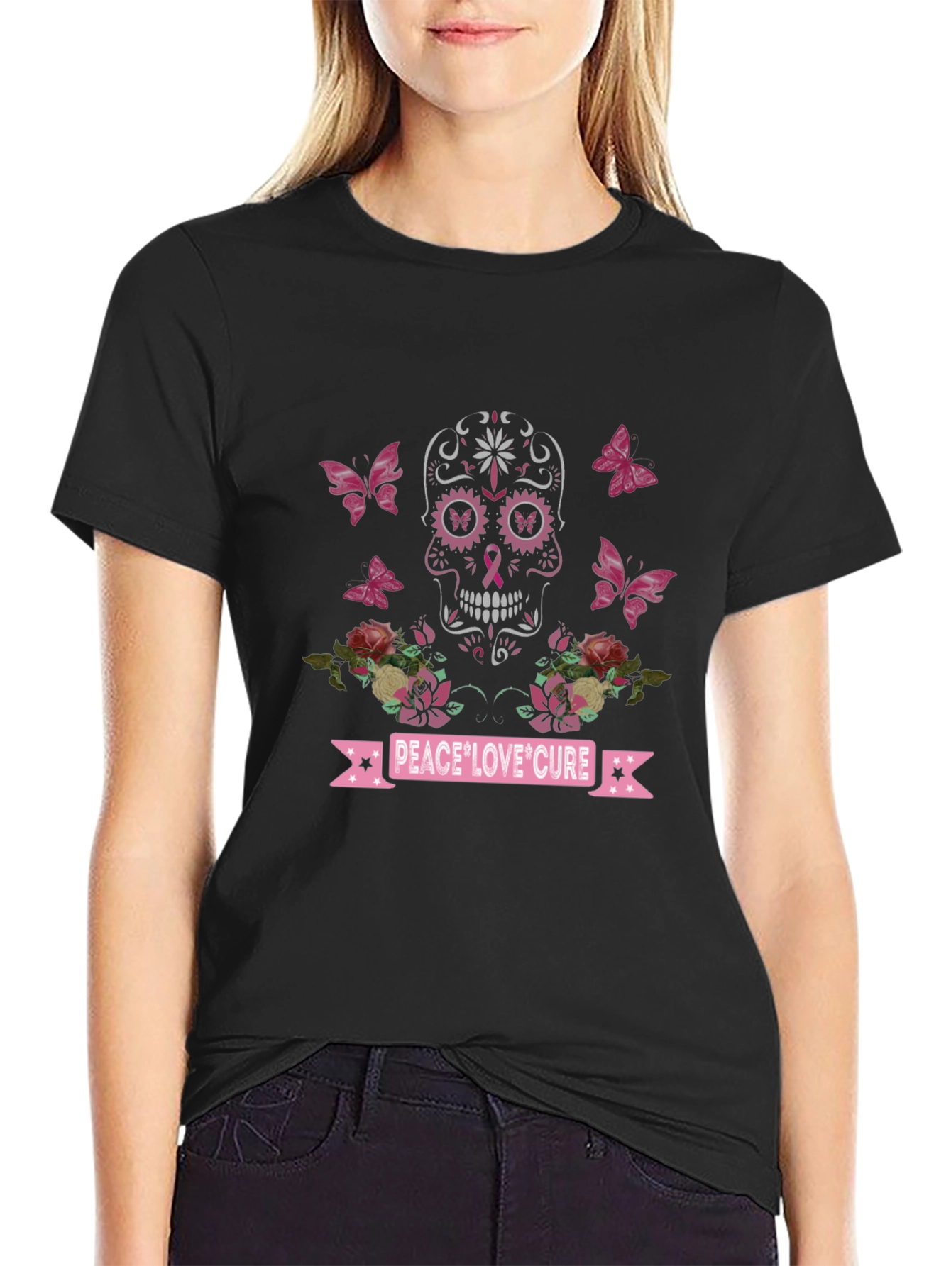 Camiseta Calavera Conciencia Cáncer de Mama