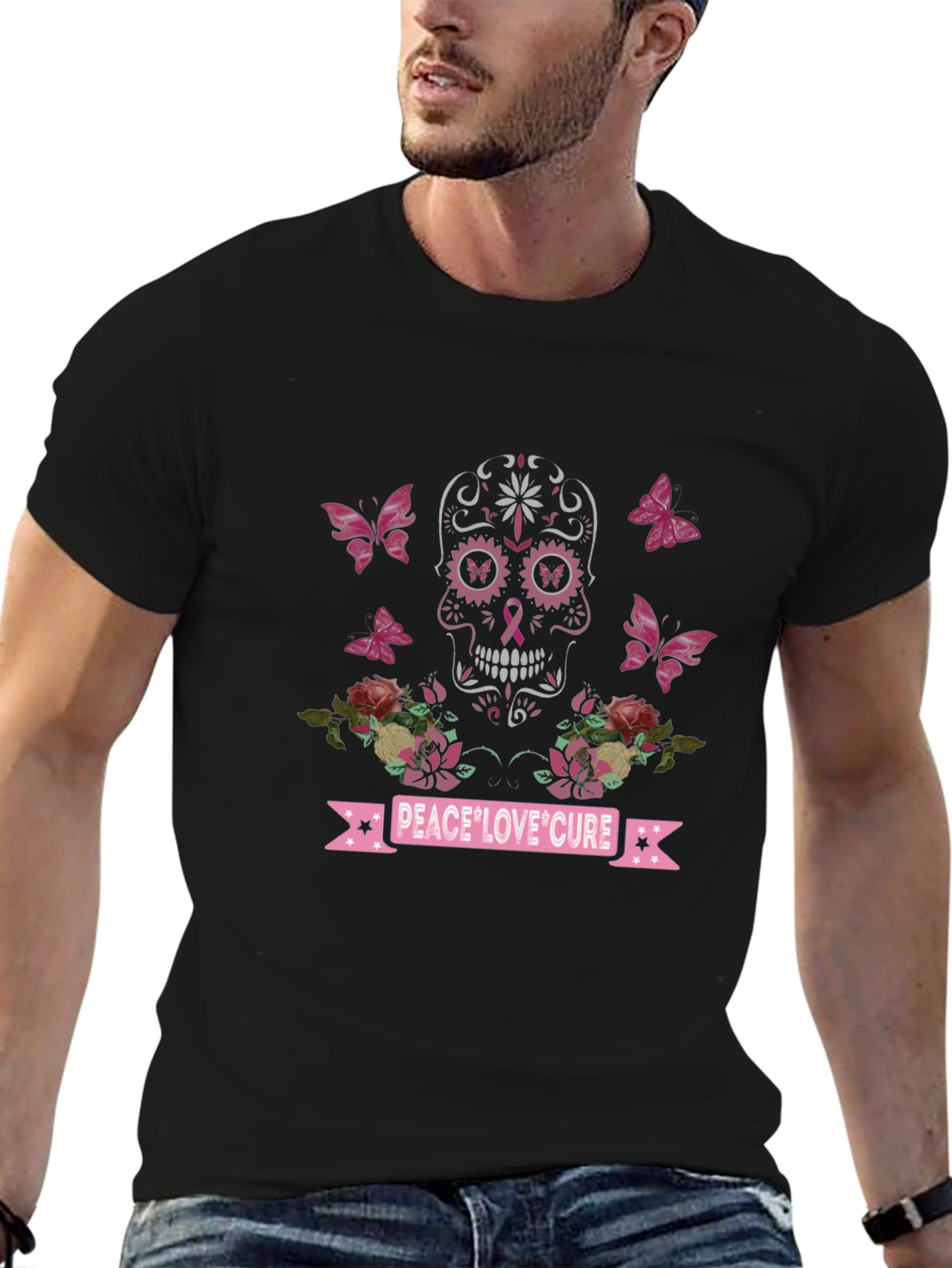 Camiseta Calavera Conciencia Cáncer de Mama