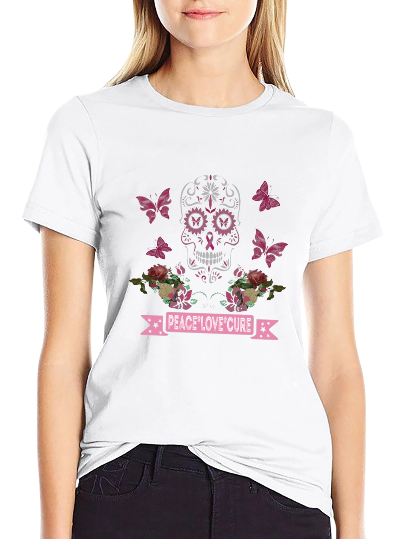 Camiseta Calavera Conciencia Cáncer de Mama