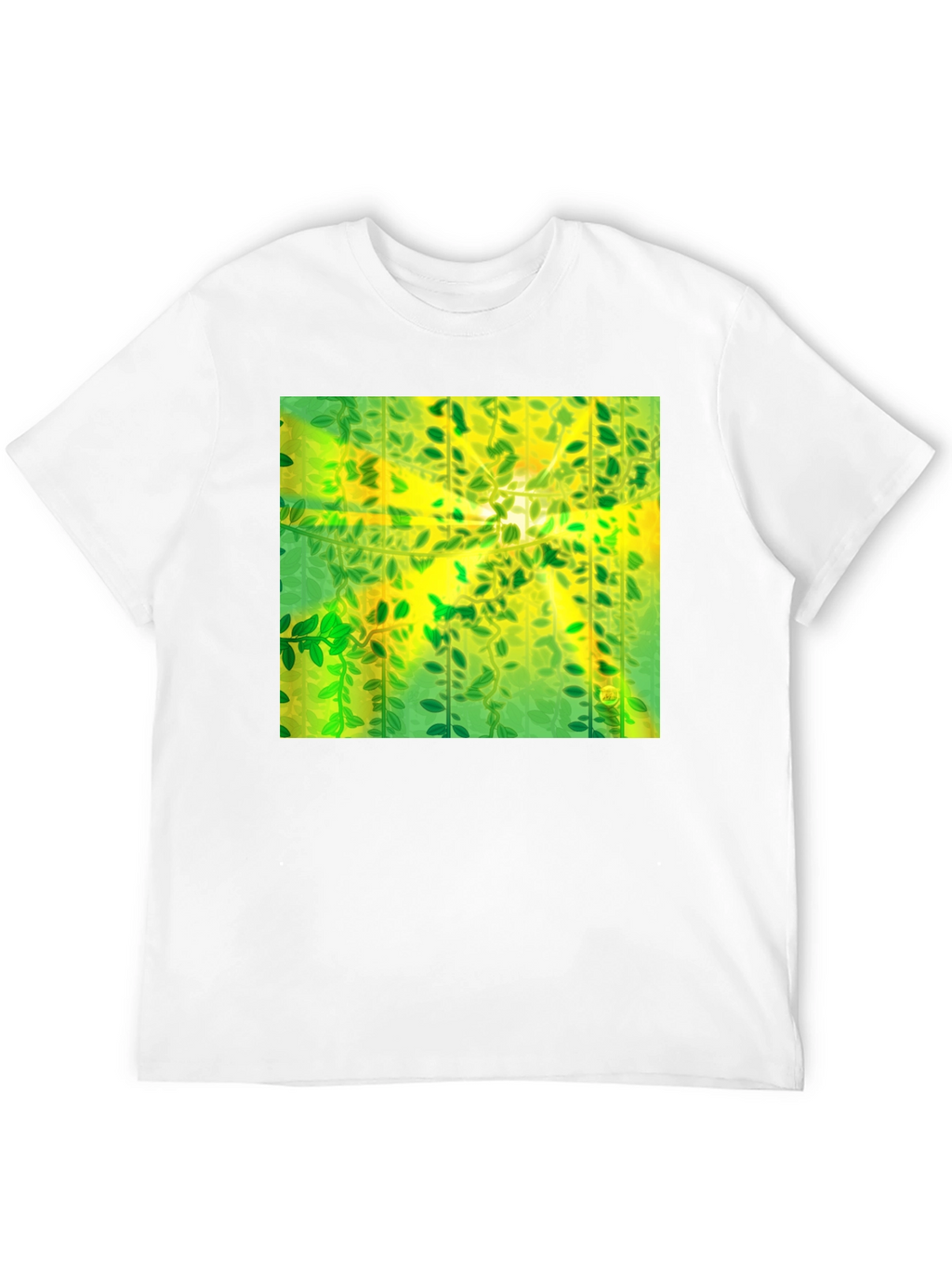 Camiseta Negra con Diseño Abstracto de Naturaleza