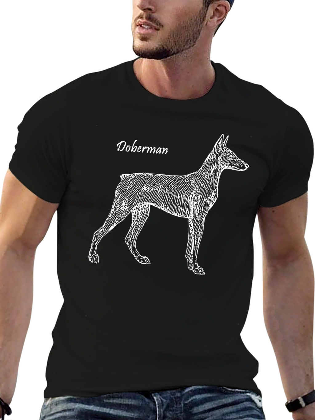 Camiseta Negra con Diseño de Doberman