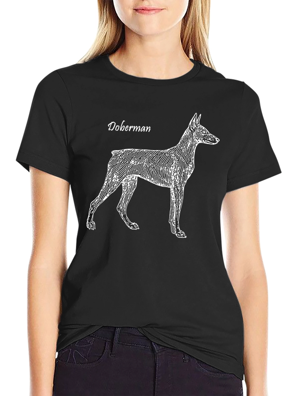 Camiseta Negra con Diseño de Doberman