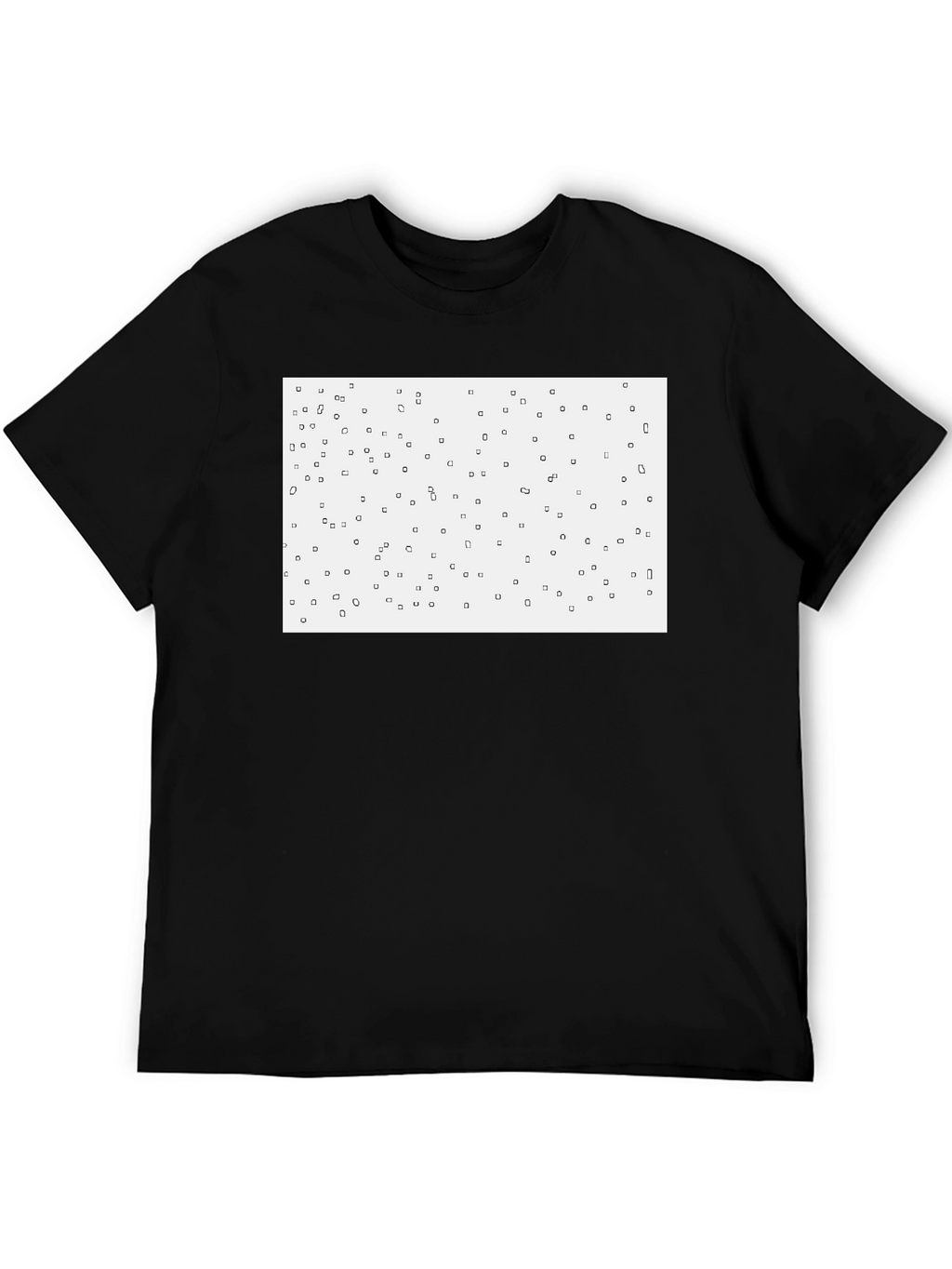 Camiseta Negra con Diseño Abstracto Cuadrado