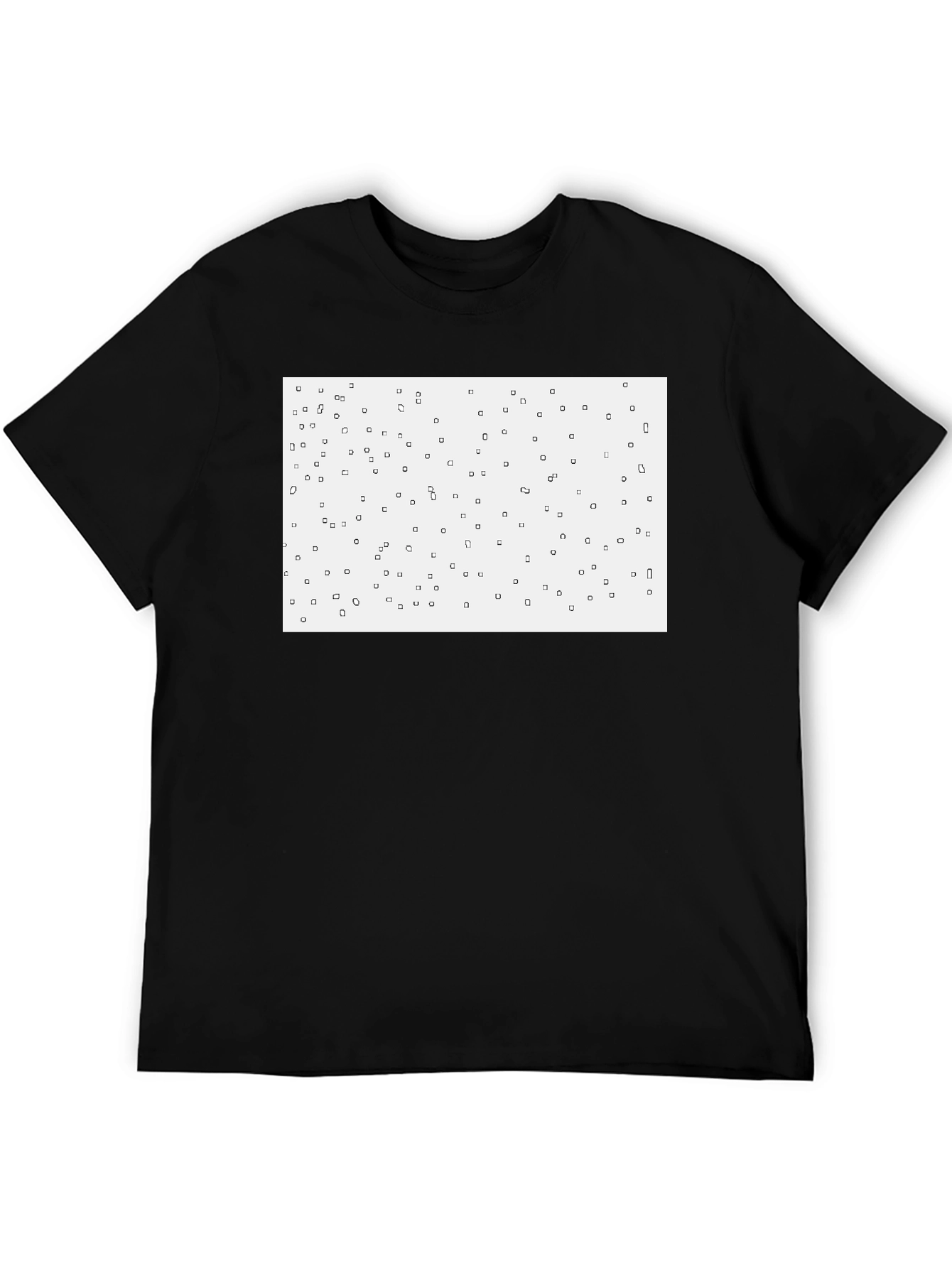 Camiseta Negra con Diseño Abstracto Cuadrado