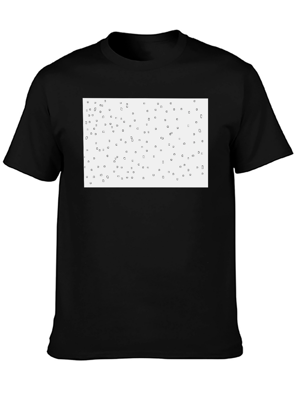 Camiseta Negra con Diseño Abstracto Cuadrado