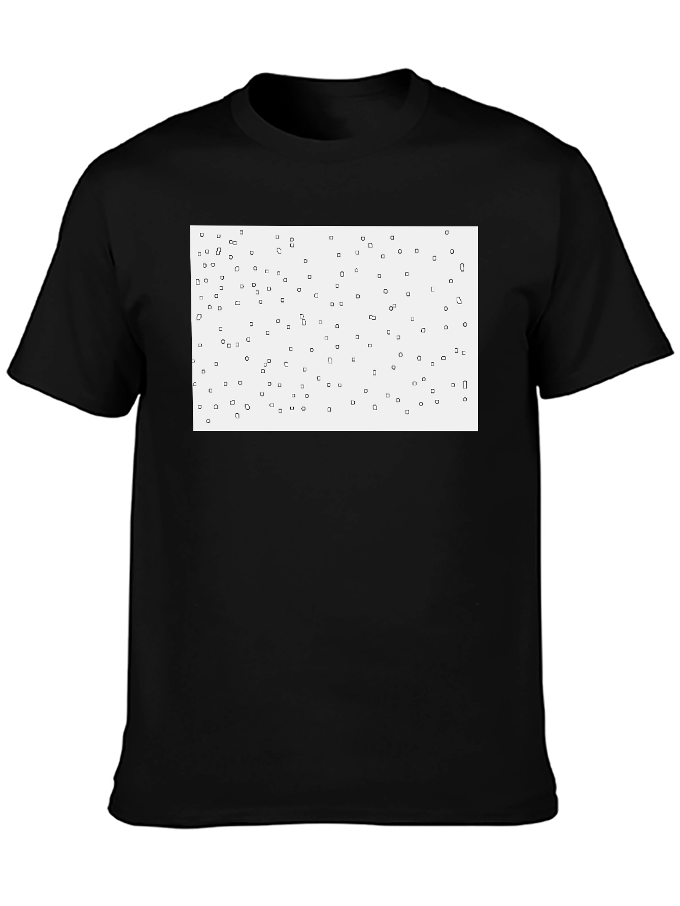 Camiseta Negra con Diseño Abstracto Cuadrado