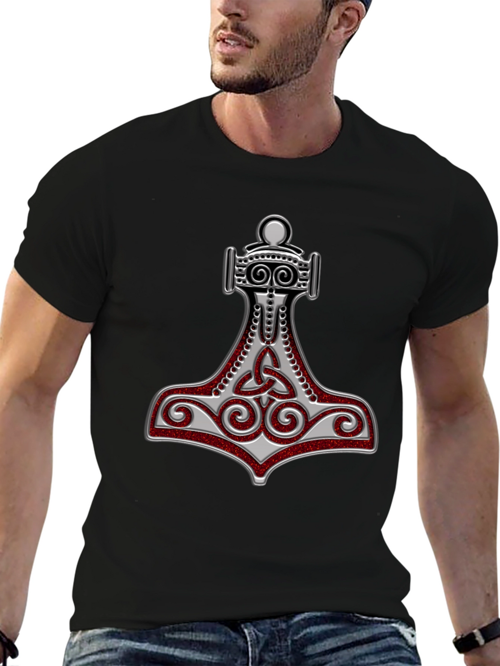 Camiseta Hombre Diseño Mjolnir Vikingo