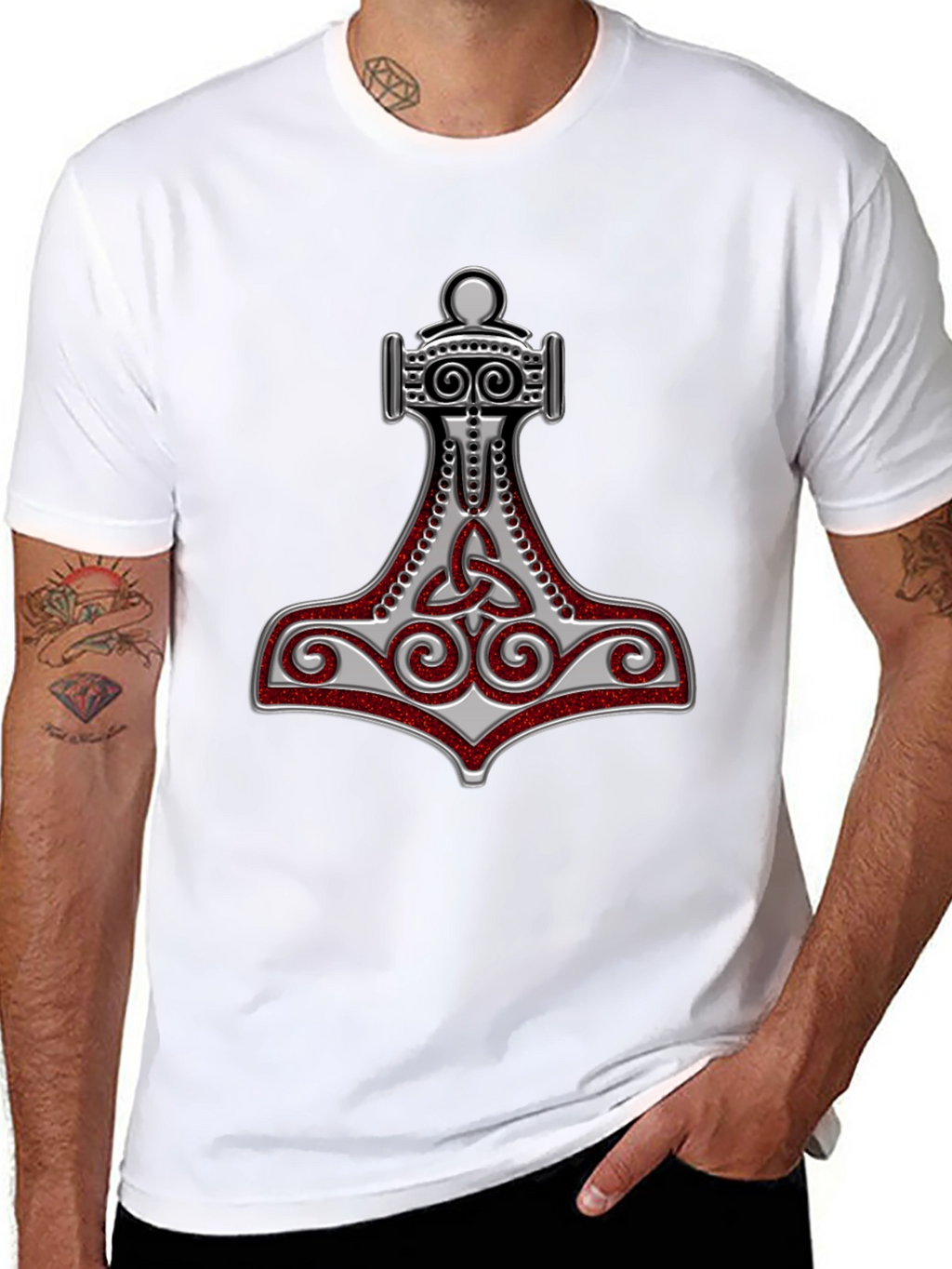 Camiseta Hombre Diseño Mjolnir Vikingo