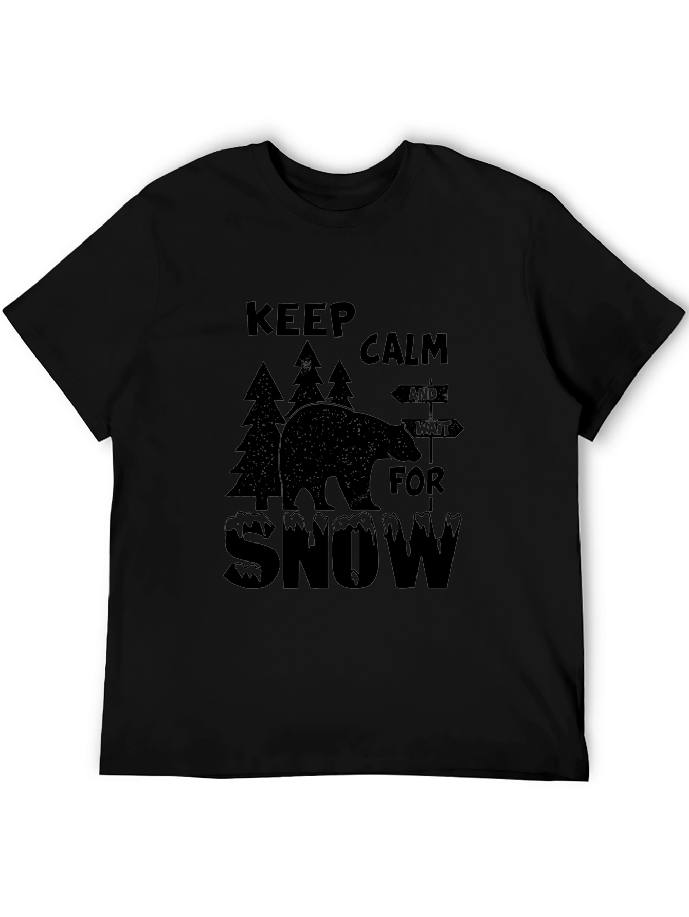 Camiseta Negra con Diseño de Oso y Nieve