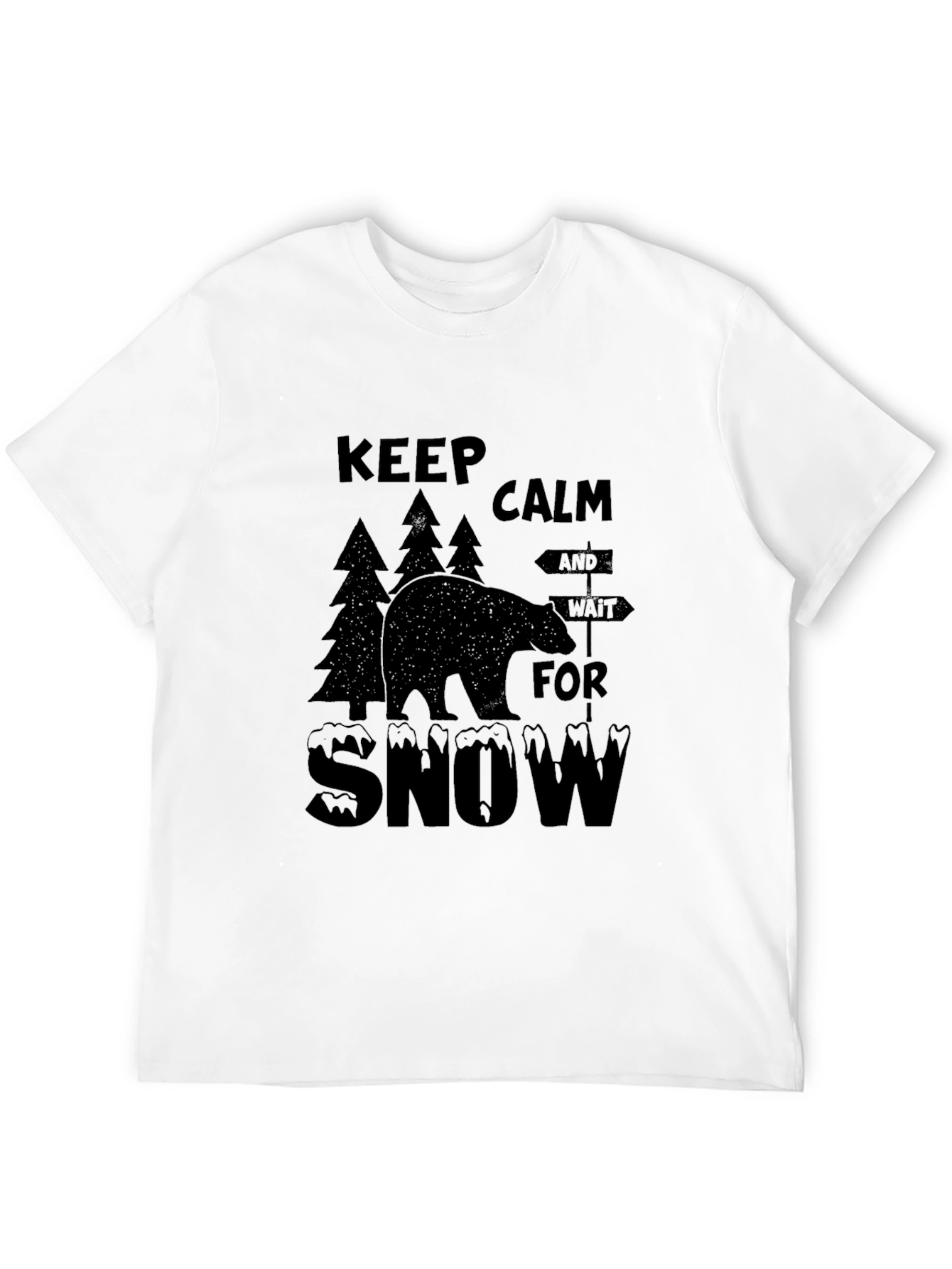 Camiseta Negra con Diseño de Oso y Nieve