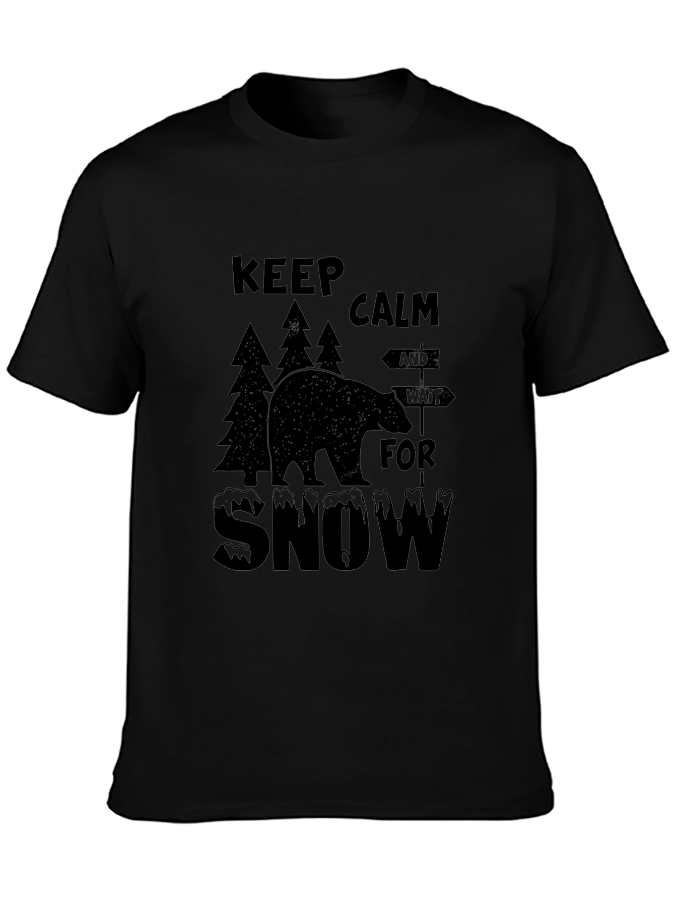 Camiseta Negra con Diseño de Oso y Nieve