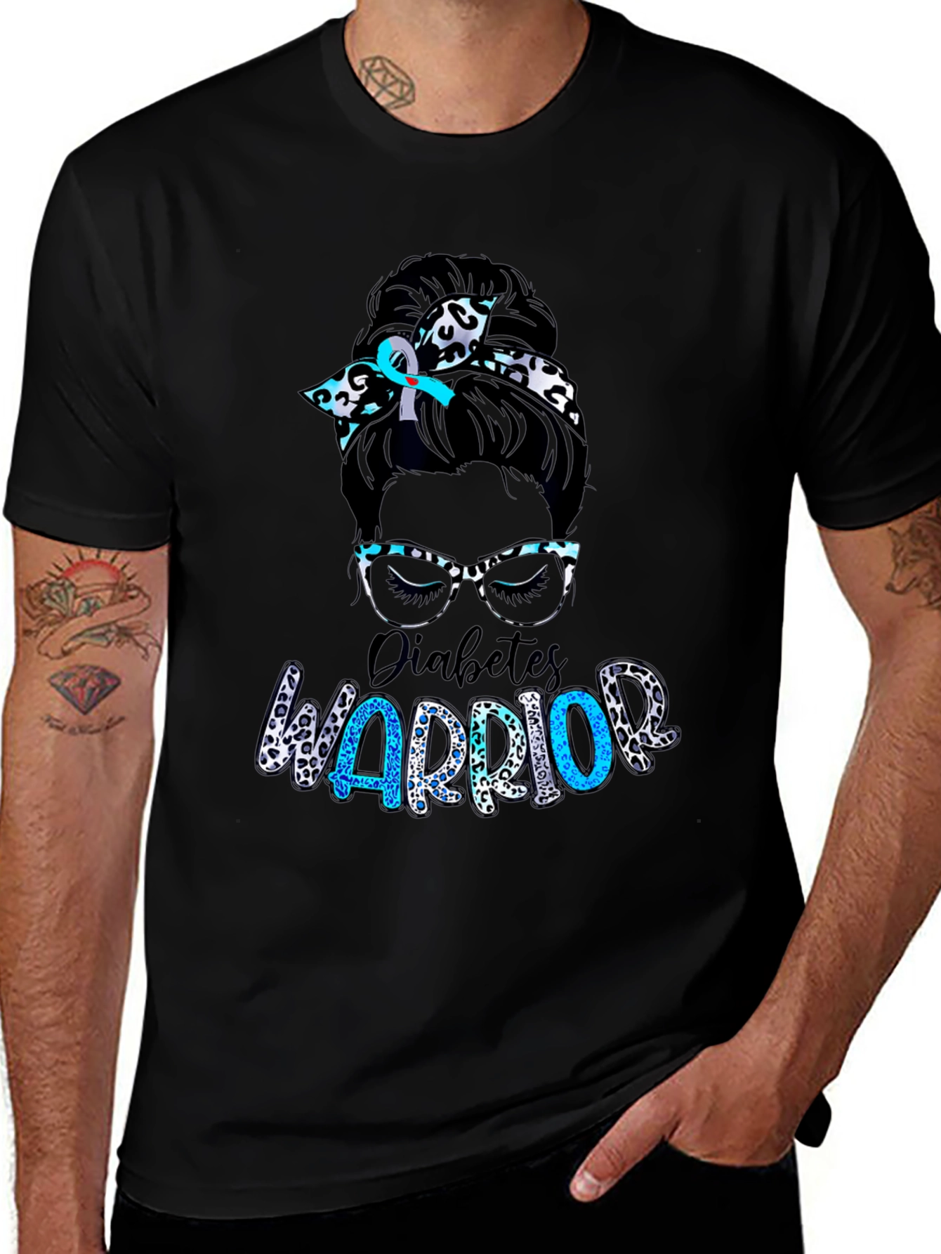 Camiseta Diabetes Warrior Messy Bun - Conciencia