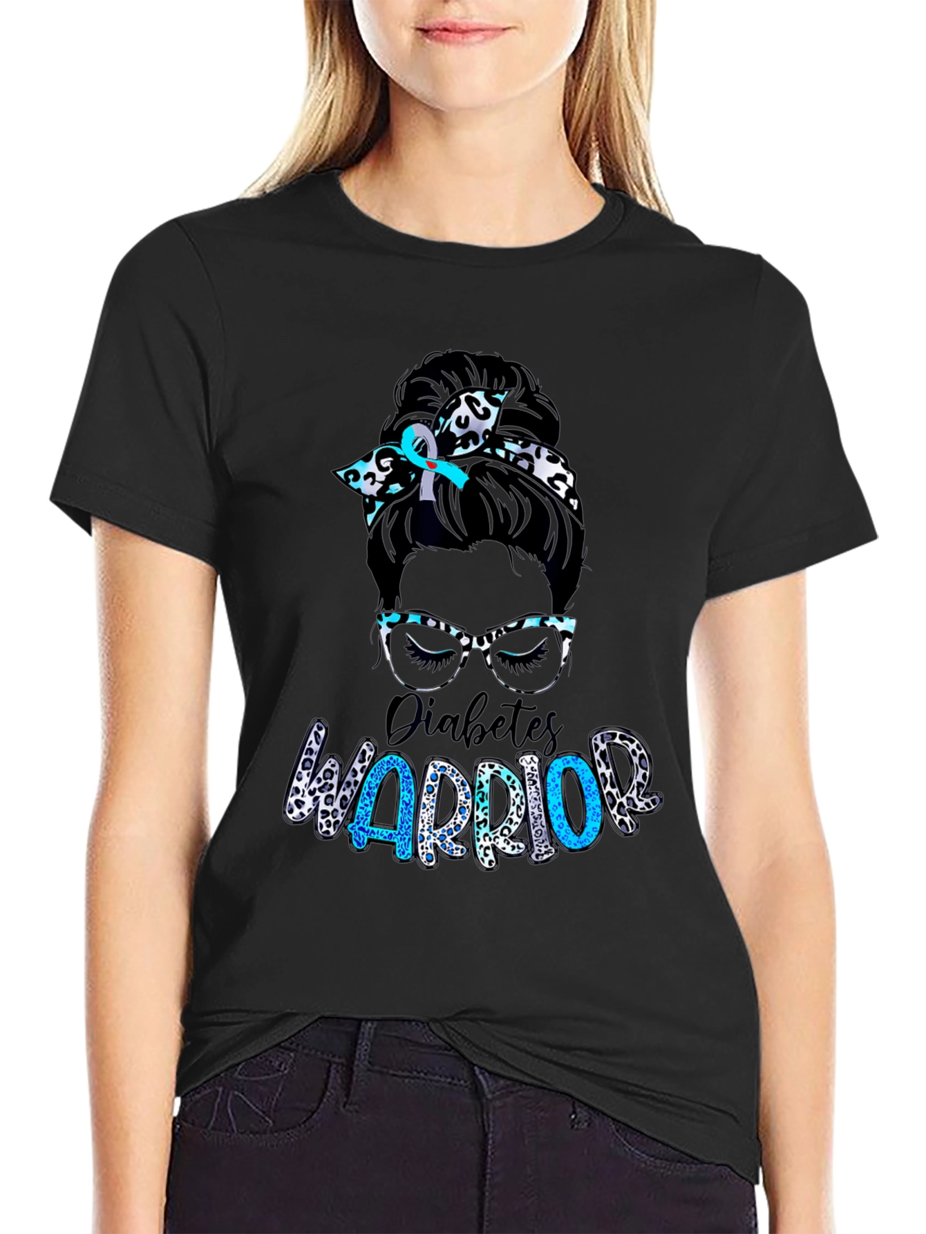 Camiseta Diabetes Warrior Messy Bun - Conciencia