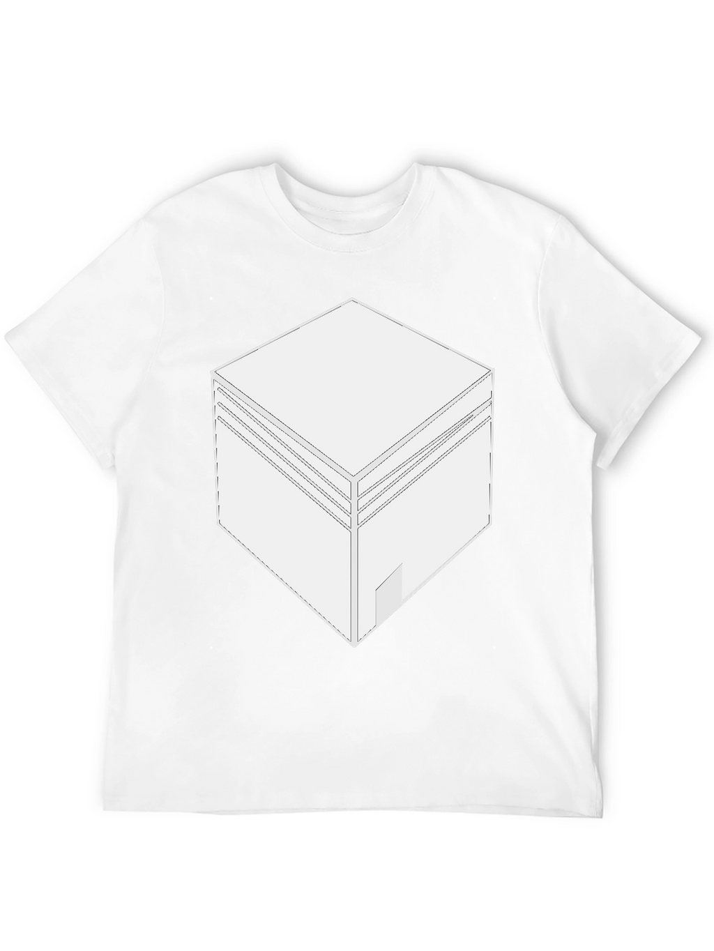 Camiseta Negra con Diseño de Cubo Abstracto