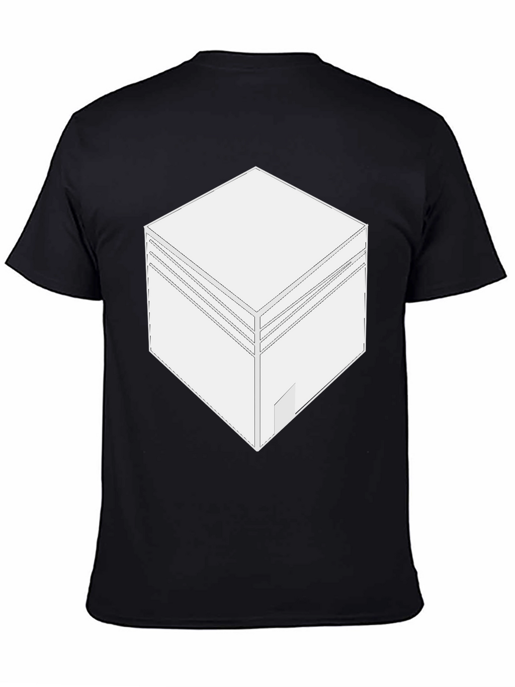 Camiseta Negra con Diseño de Cubo Abstracto