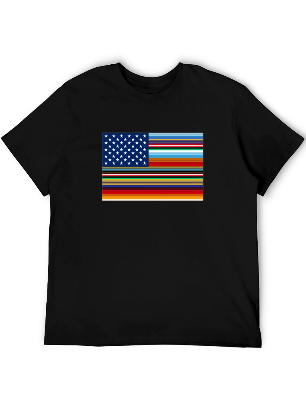 Camiseta Negra con Diseño Bandera Americana