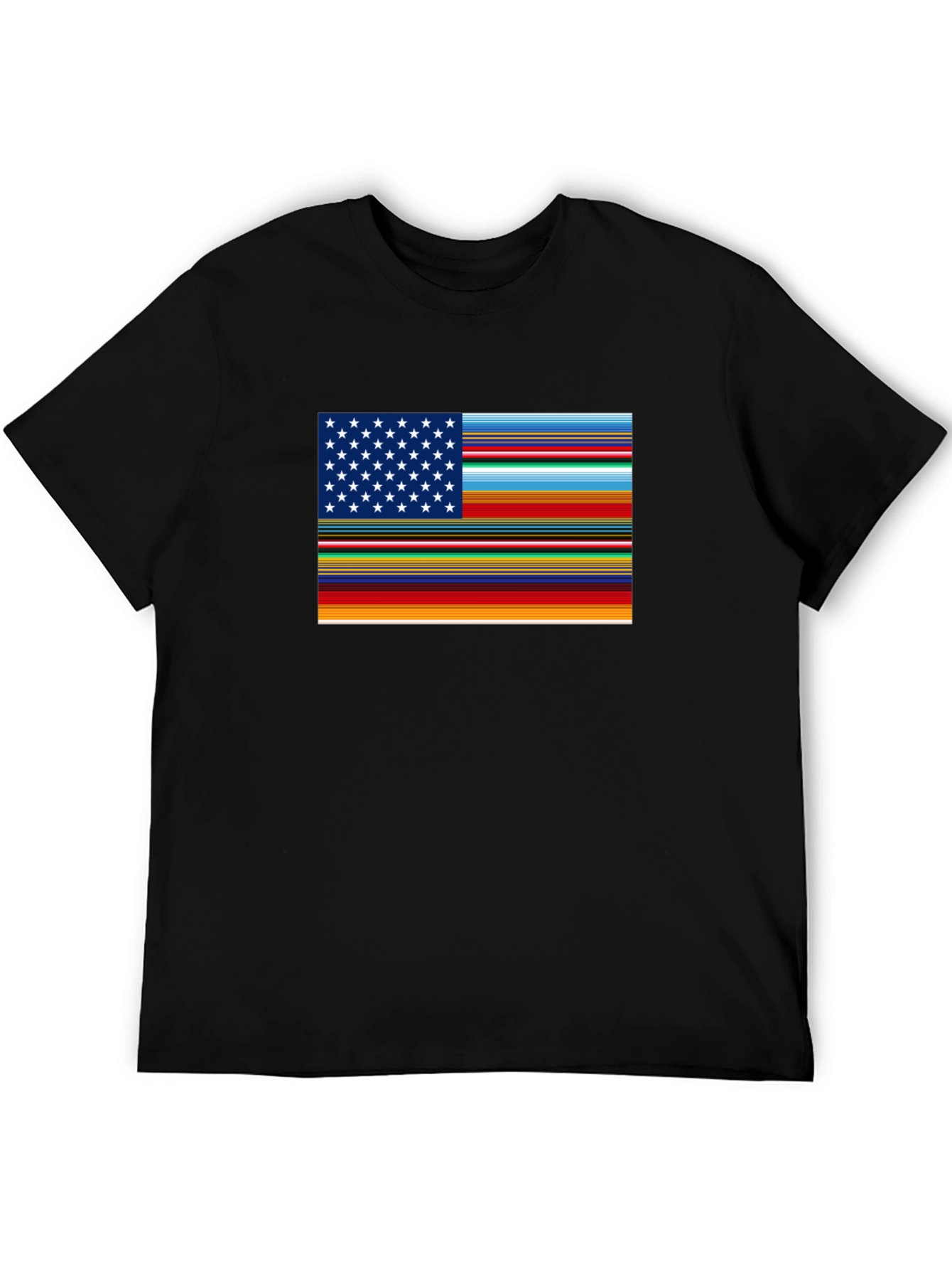 Camiseta Negra con Diseño Bandera Americana