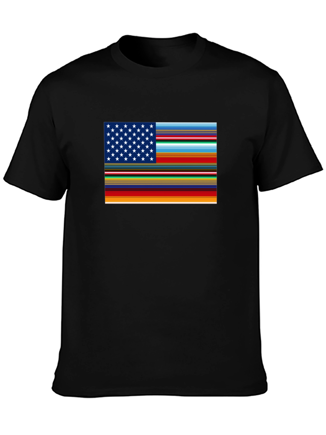 Camiseta Negra con Diseño Bandera Americana
