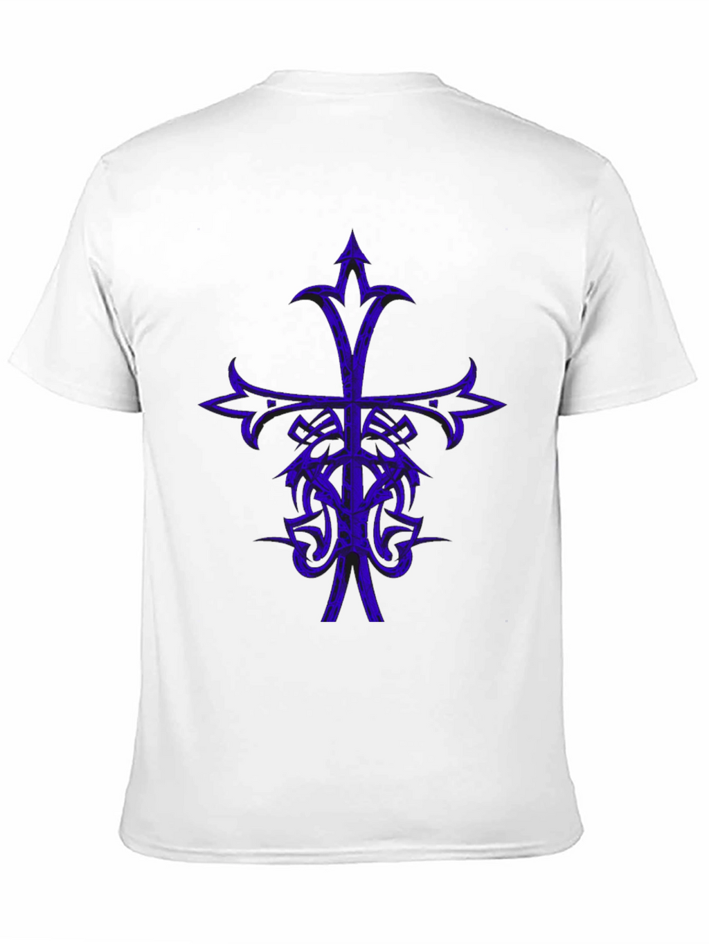 Camiseta Negra con Diseño Cruzado Azul