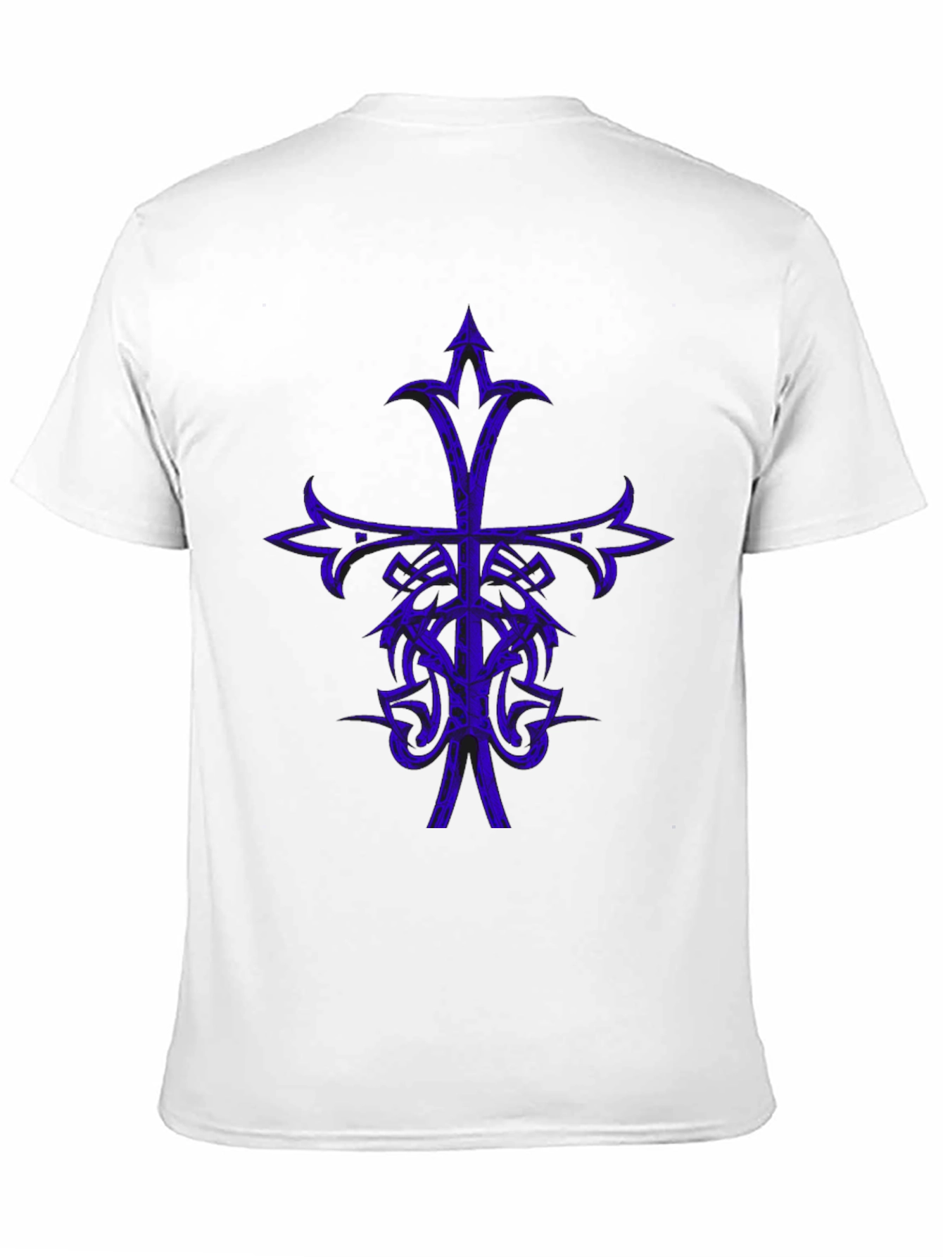 Camiseta Negra con Diseño Cruzado Azul