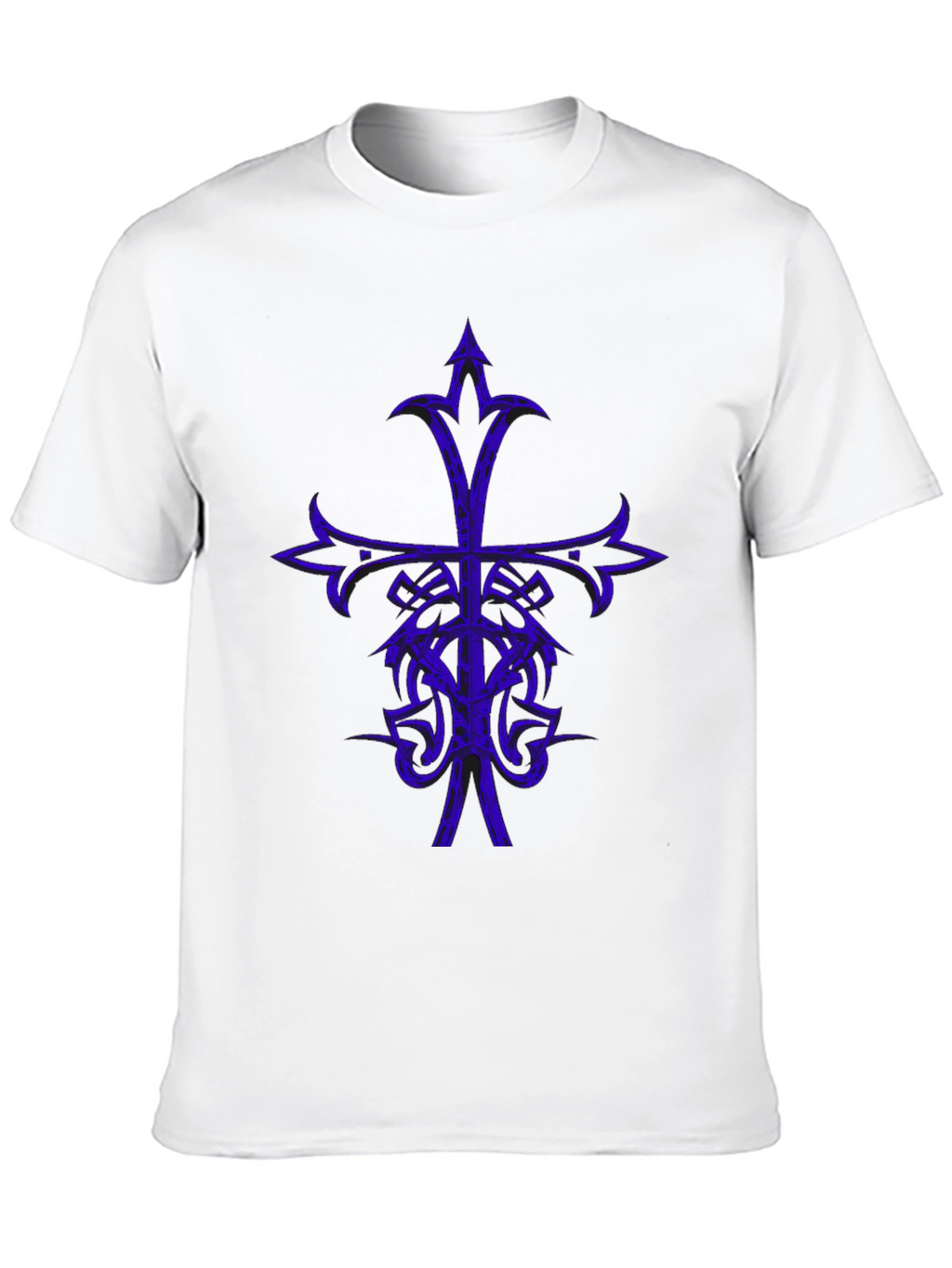 Camiseta Negra con Diseño Cruzado Azul