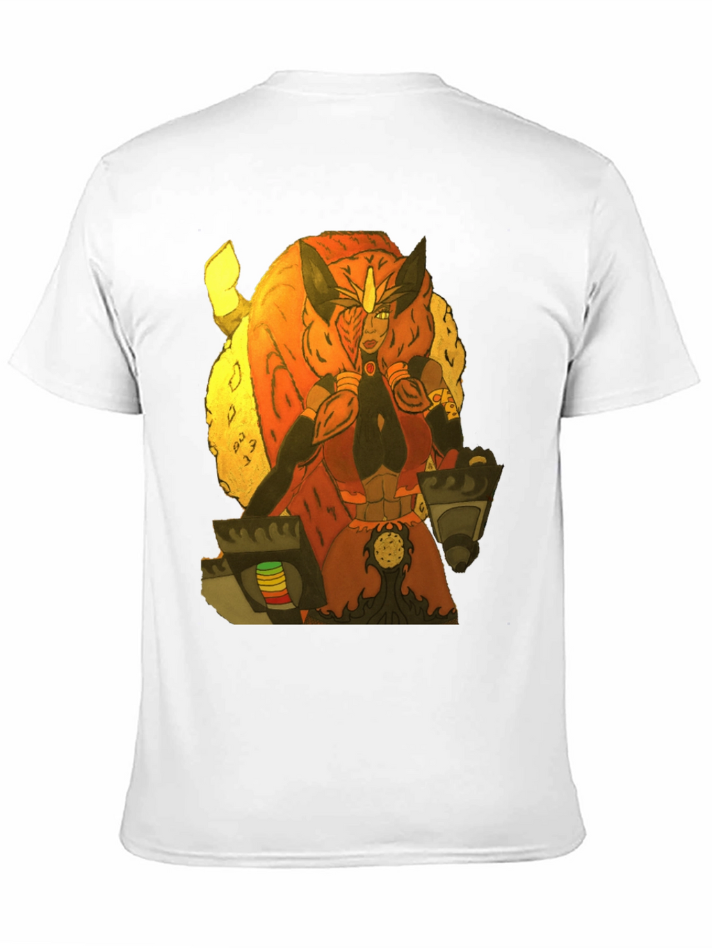 Camiseta Negra con Diseño de Guerrera Fantástica