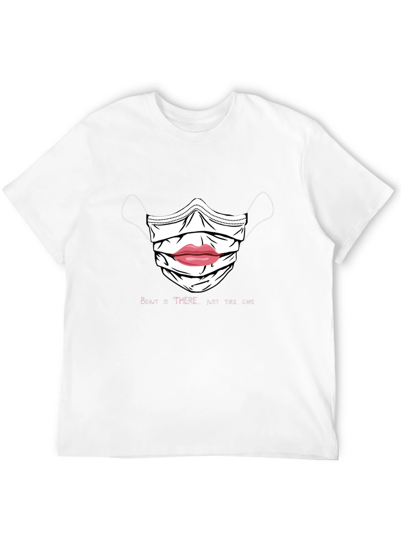 Camiseta Negra con Diseño de Mascarilla y Labios