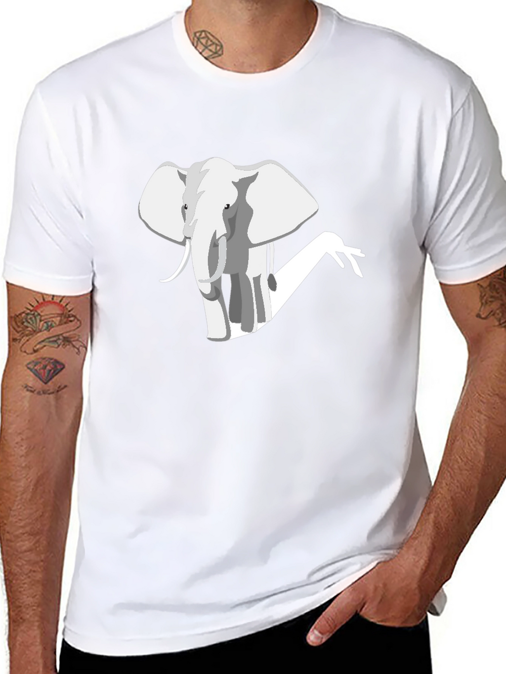 Camiseta Negra con Diseño de Elefante Moderno