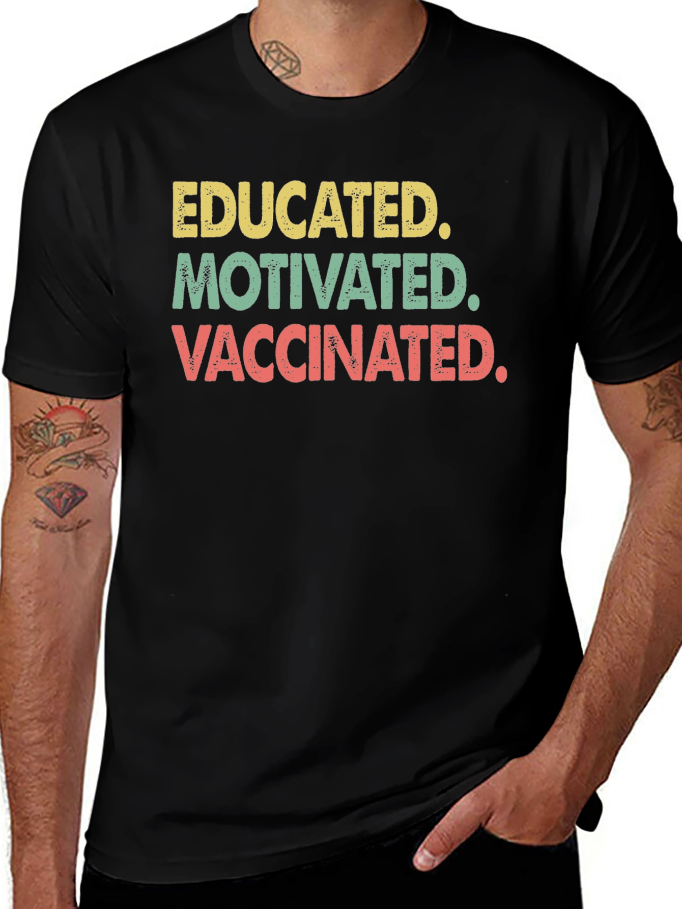 Camiseta Educado Motivado Vacunado - Estilo Retro