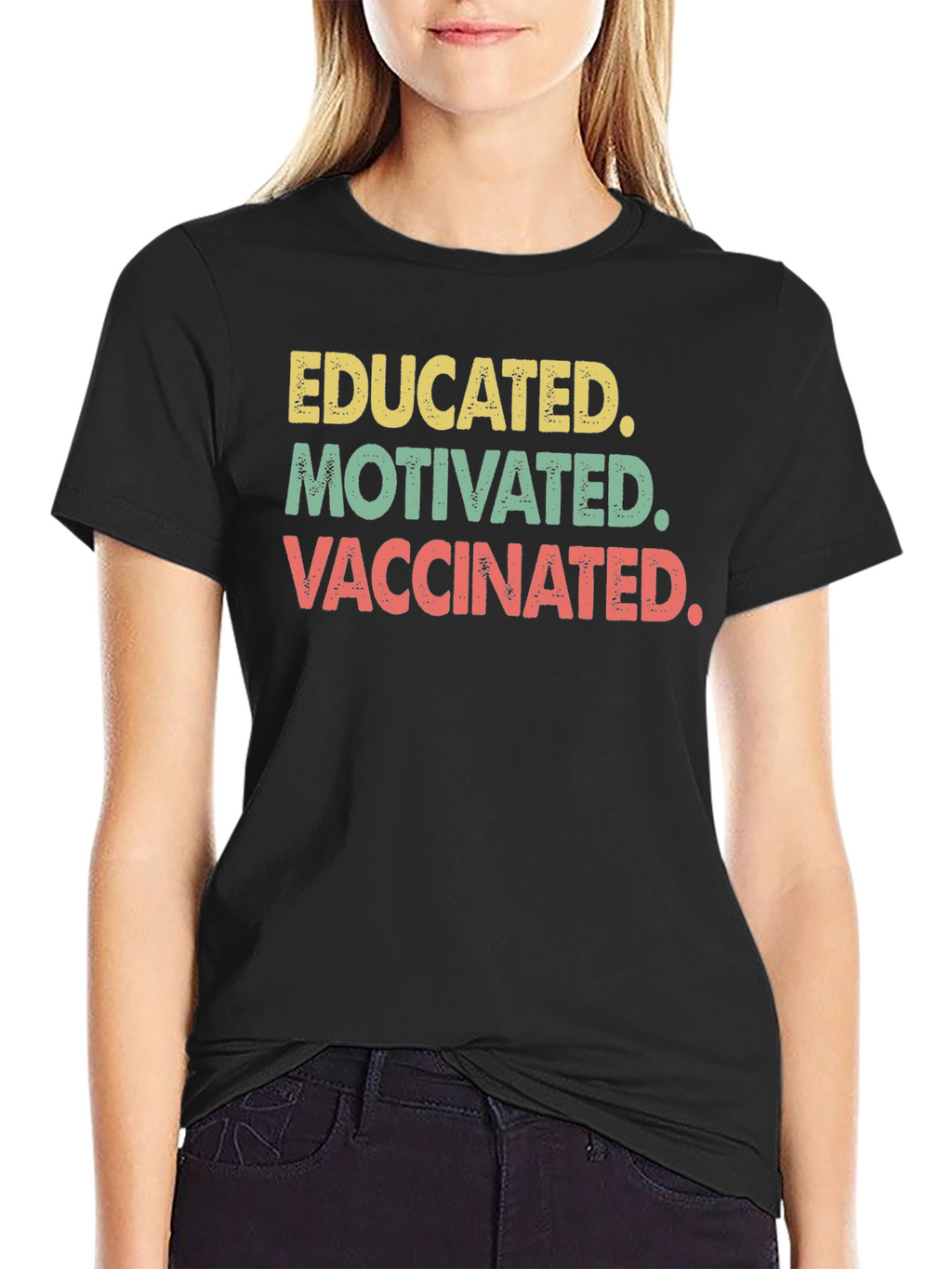Camiseta Educado Motivado Vacunado - Estilo Retro