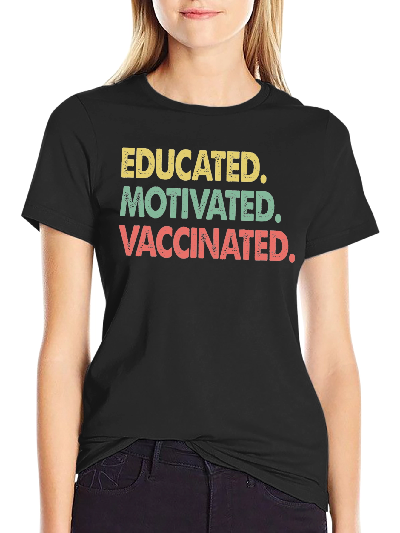 Camiseta Educado Motivado Vacunado - Estilo Retro