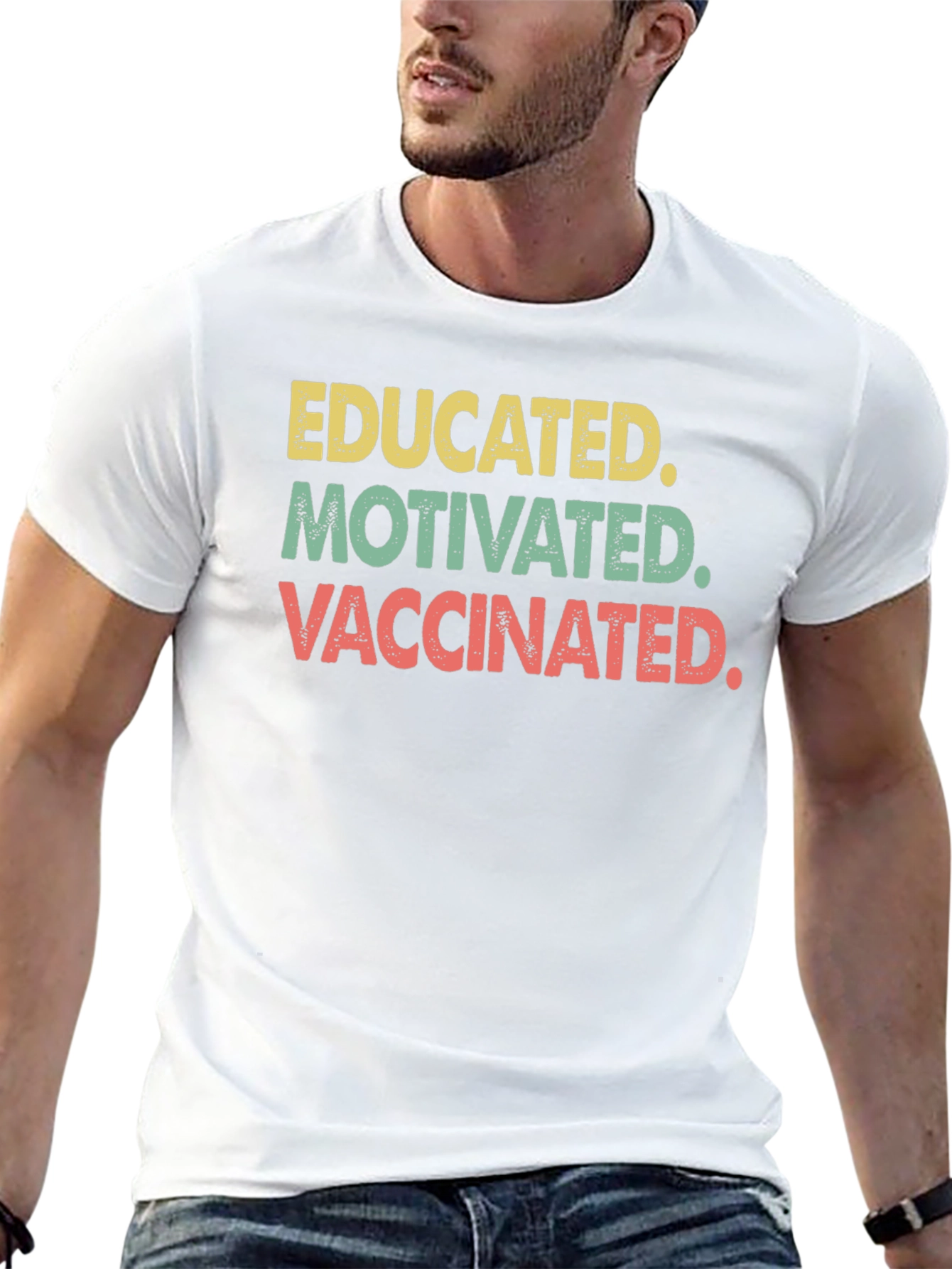 Camiseta Educado Motivado Vacunado - Estilo Retro