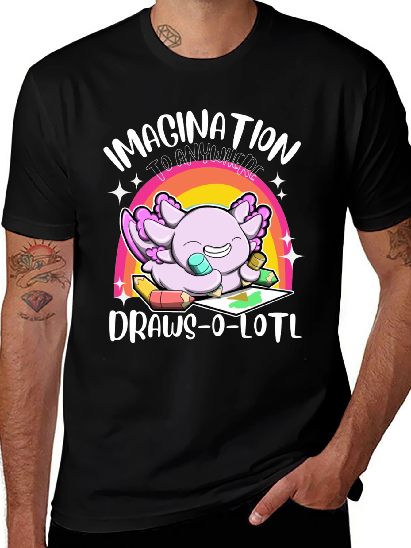Camiseta Negra con Dibujo de Ajolote Artista