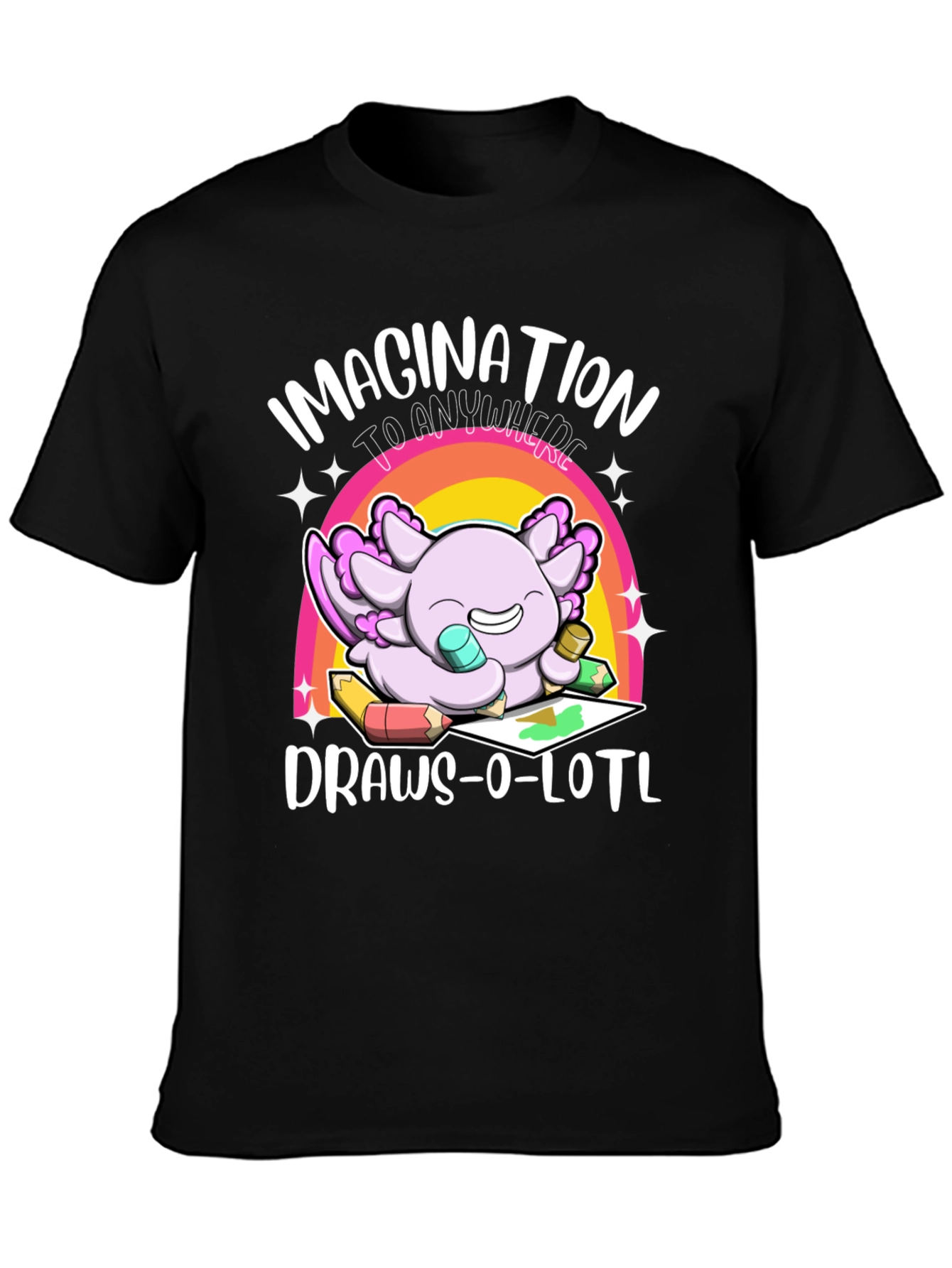 Camiseta Negra con Dibujo de Ajolote Artista