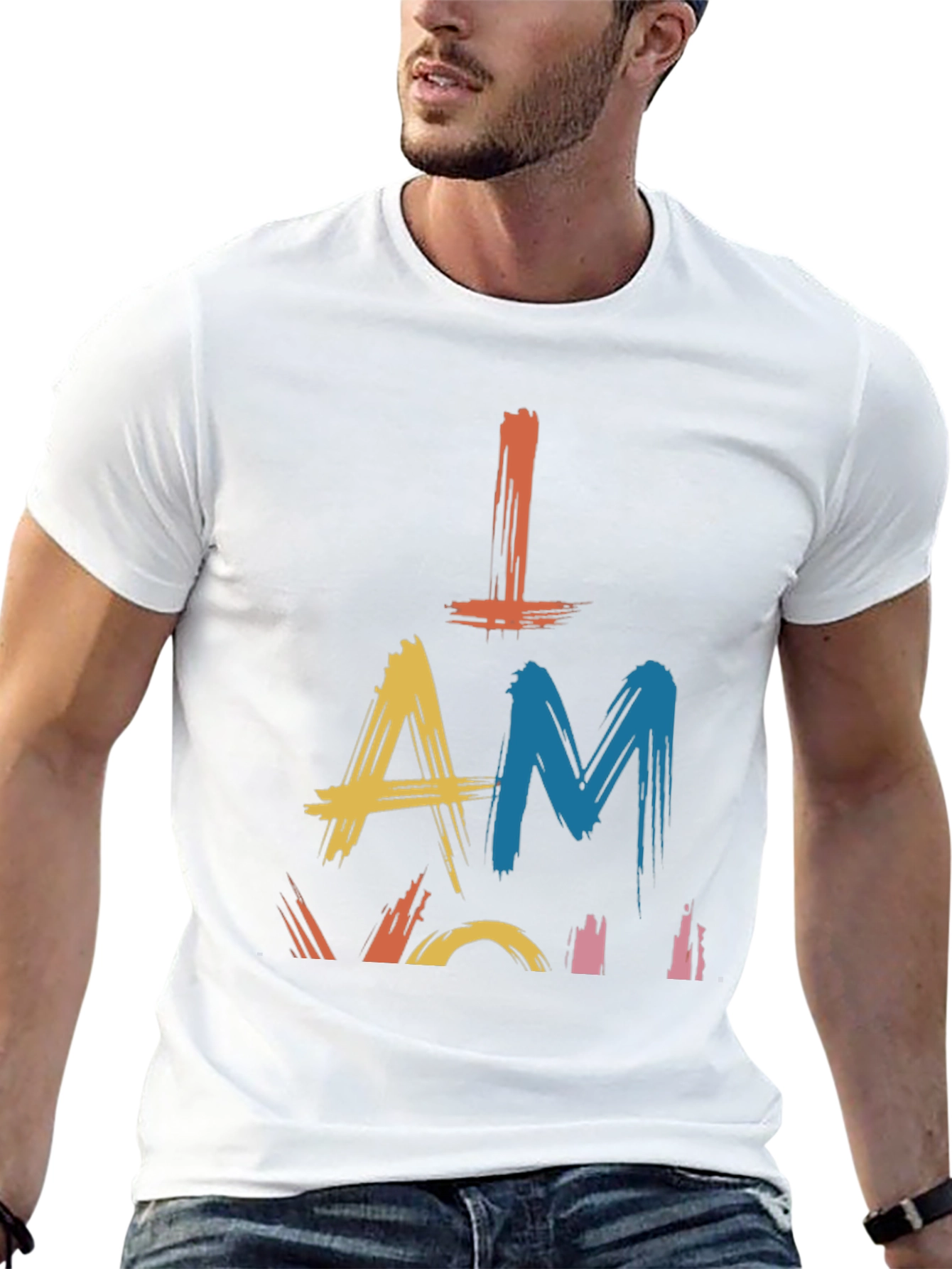 Camiseta Negra con Diseño Abstracto I AM