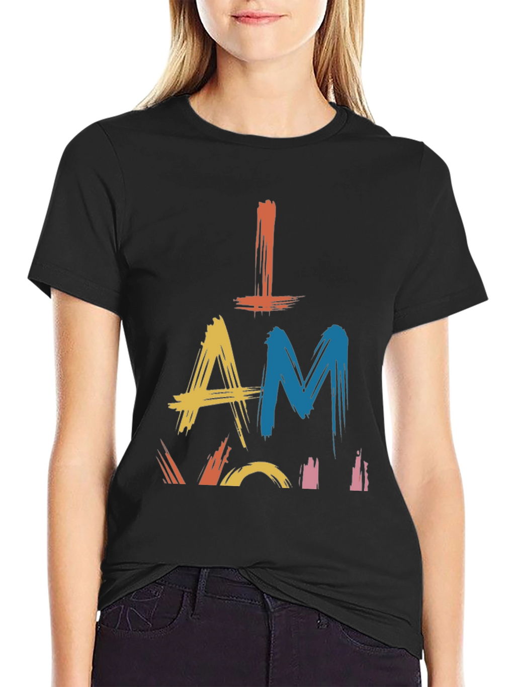Camiseta Negra con Diseño Abstracto I AM