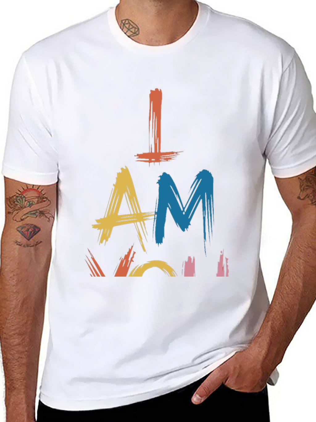 Camiseta Negra con Diseño Abstracto I AM