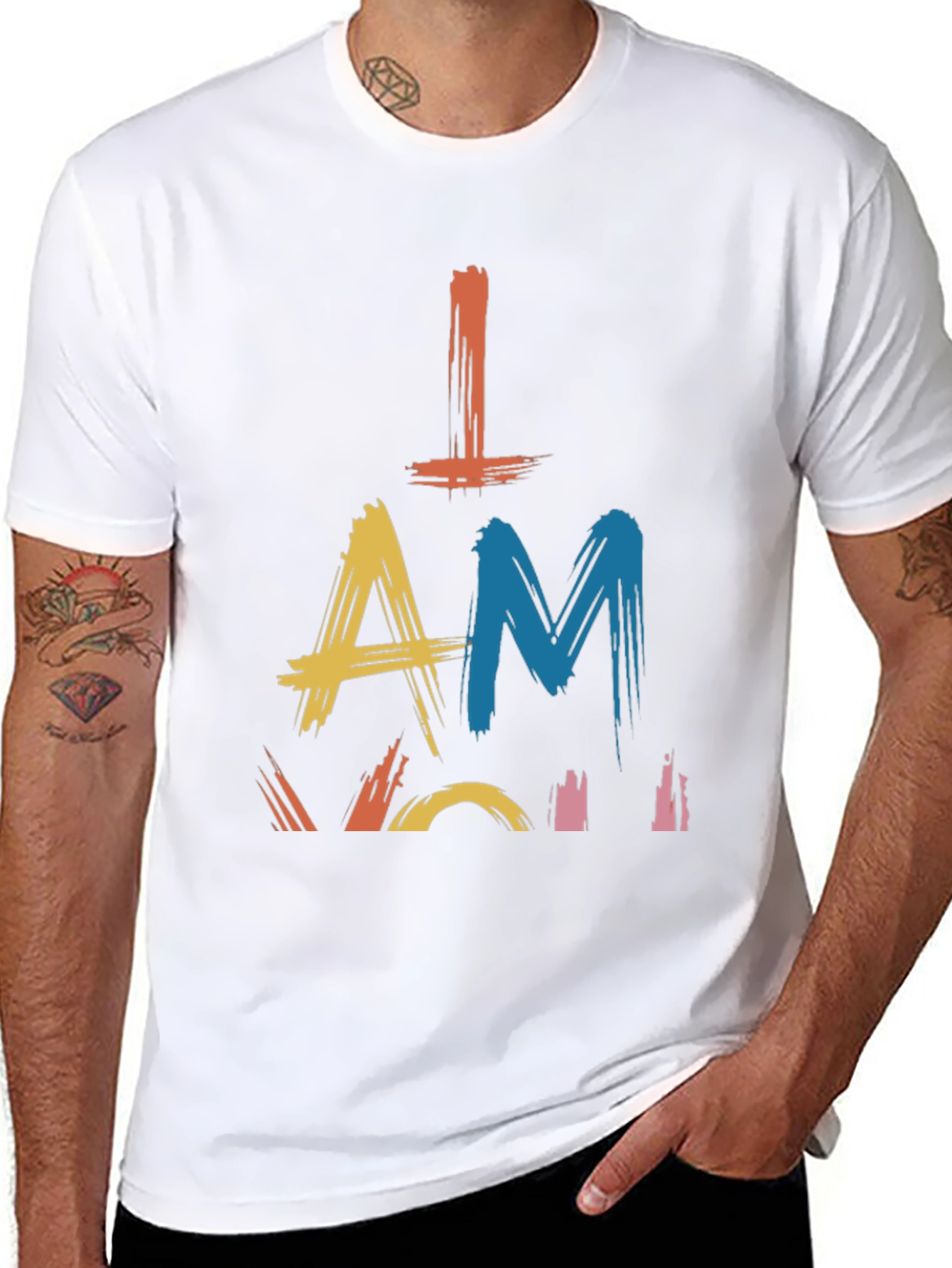 Camiseta Negra con Diseño Abstracto I AM