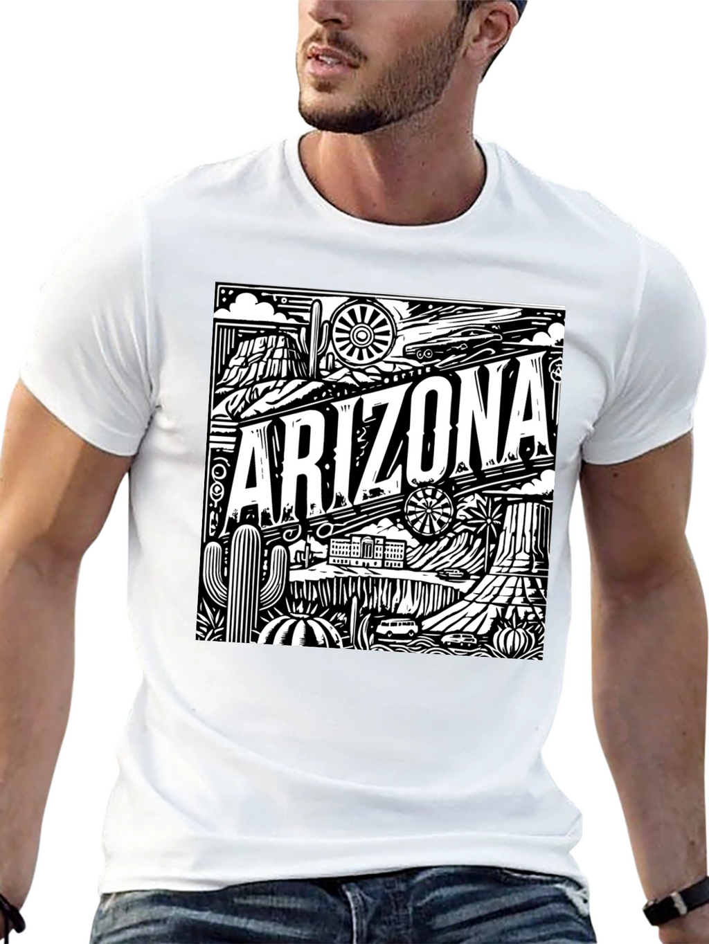 Camiseta Negra Arizona Diseño Gráfico
