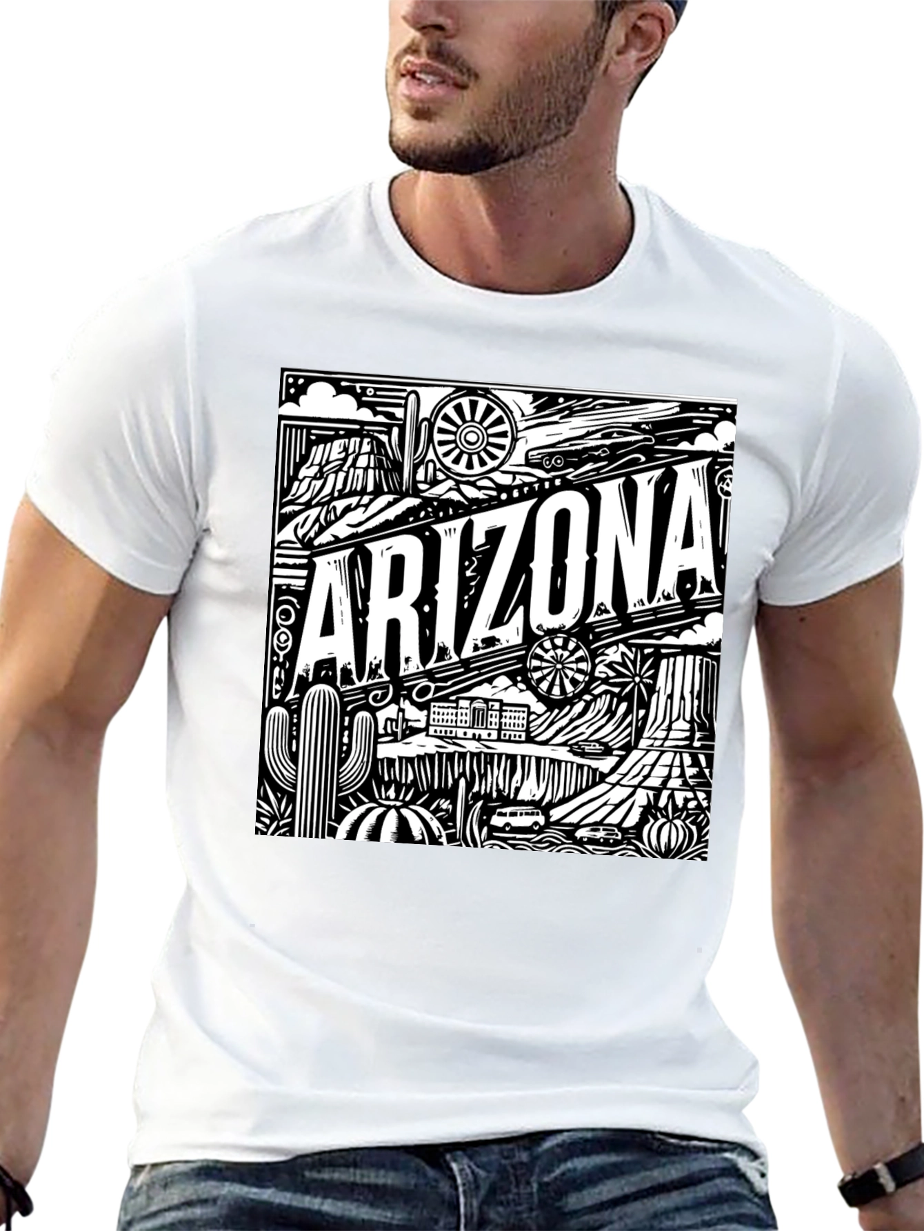 Camiseta Negra Arizona Diseño Gráfico