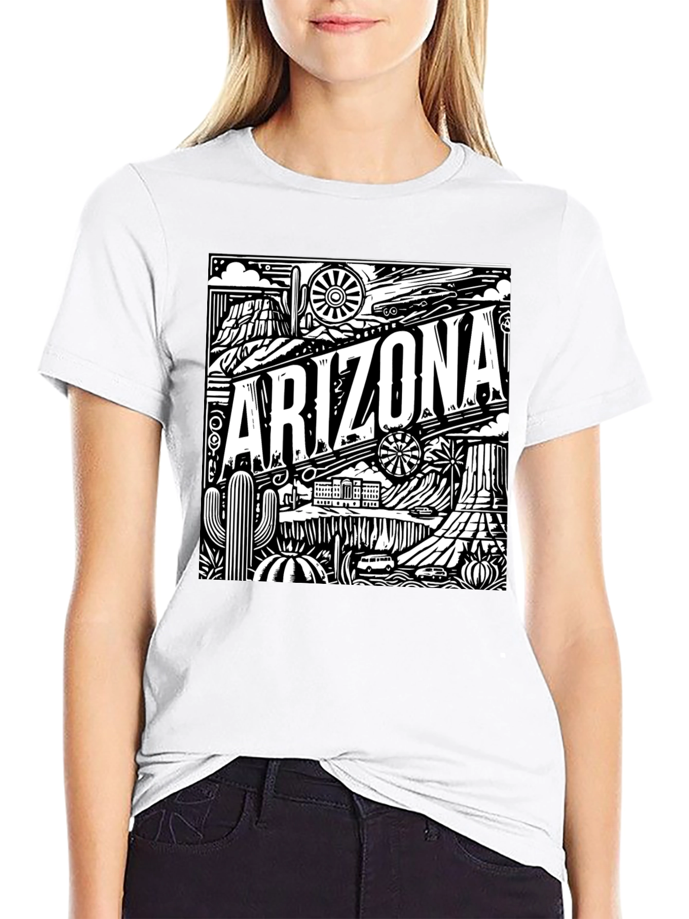 Camiseta Negra Arizona Diseño Gráfico