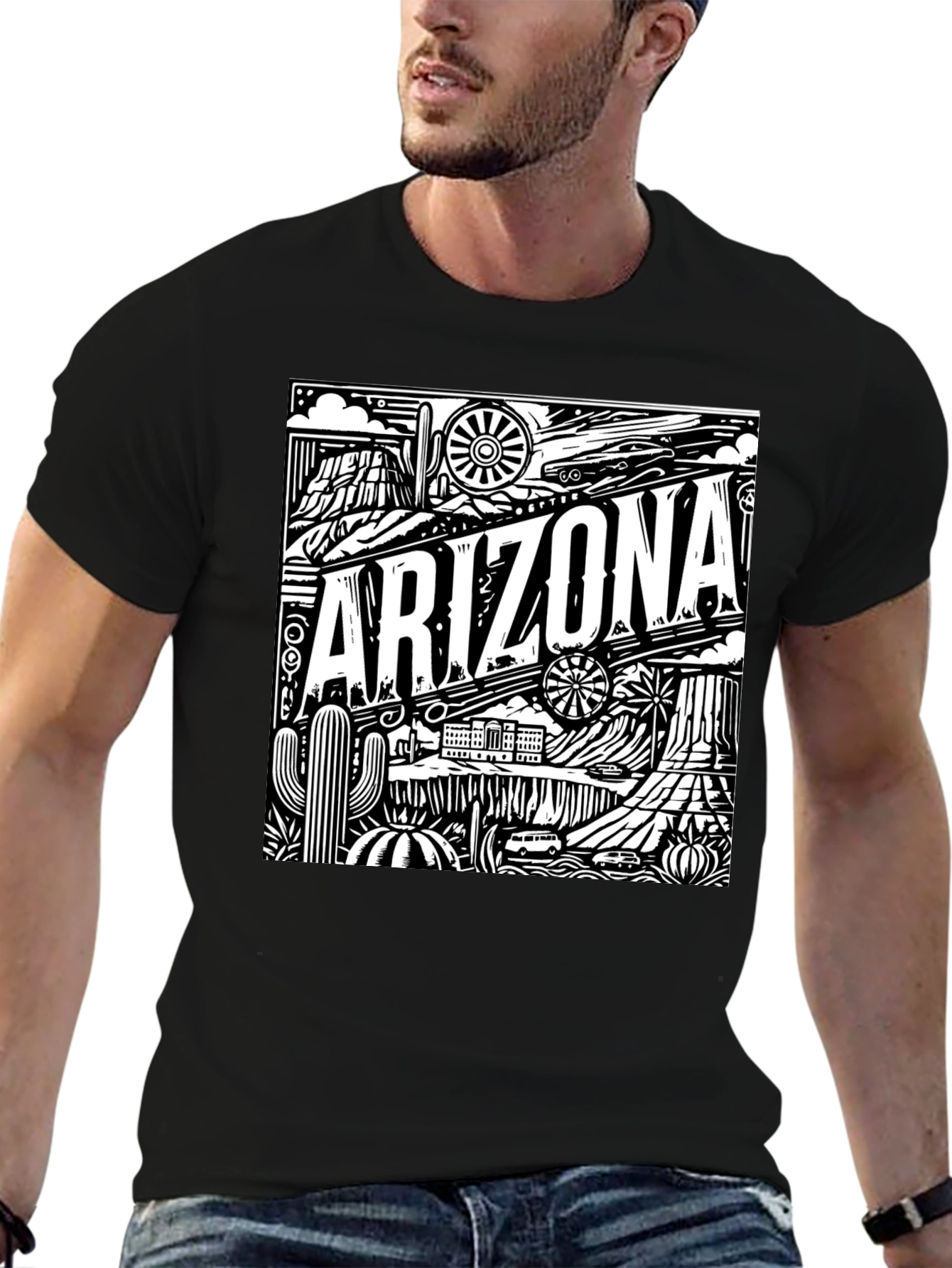 Camiseta Negra Arizona Diseño Gráfico