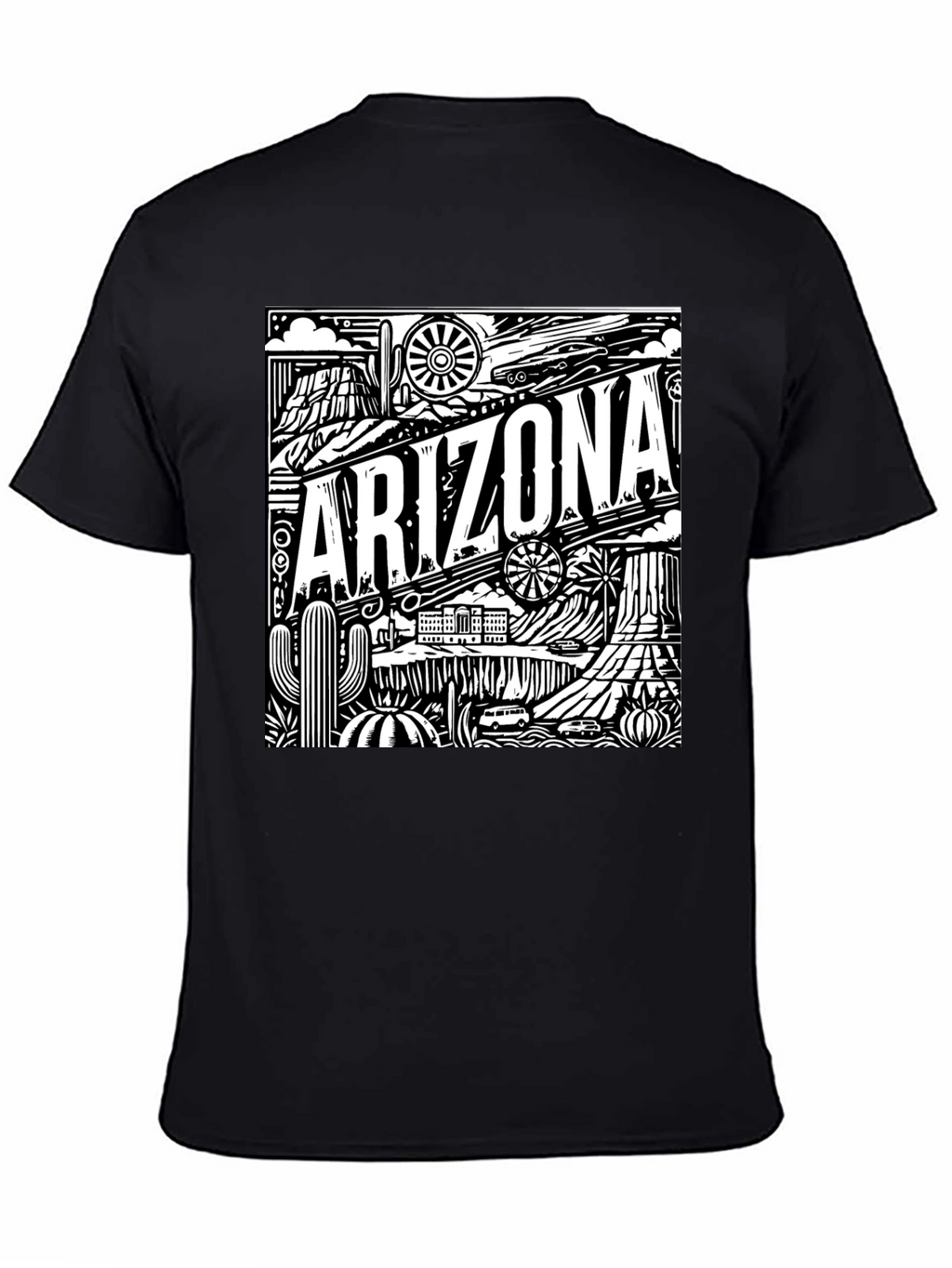 Camiseta Negra Arizona Diseño Gráfico