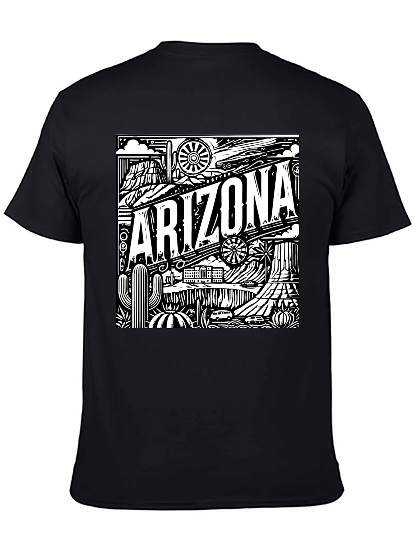 Camiseta Negra Arizona Diseño Gráfico