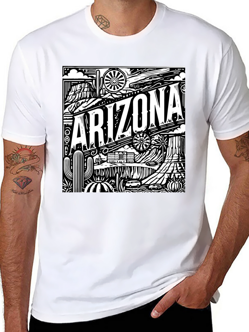 Camiseta Negra Arizona Diseño Gráfico