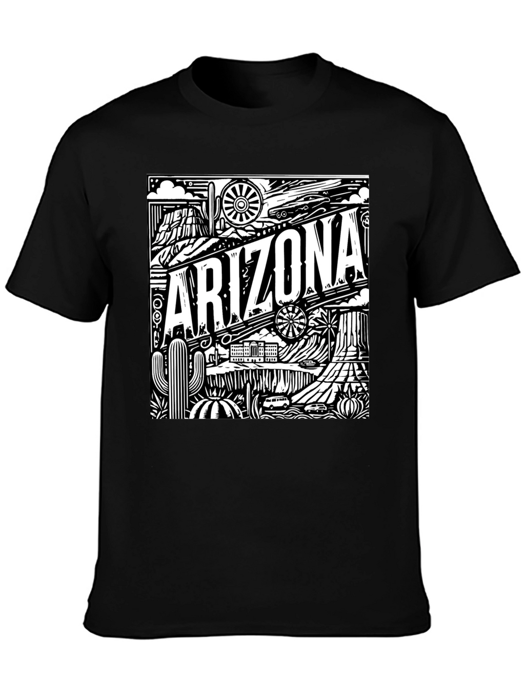 Camiseta Negra Arizona Diseño Gráfico