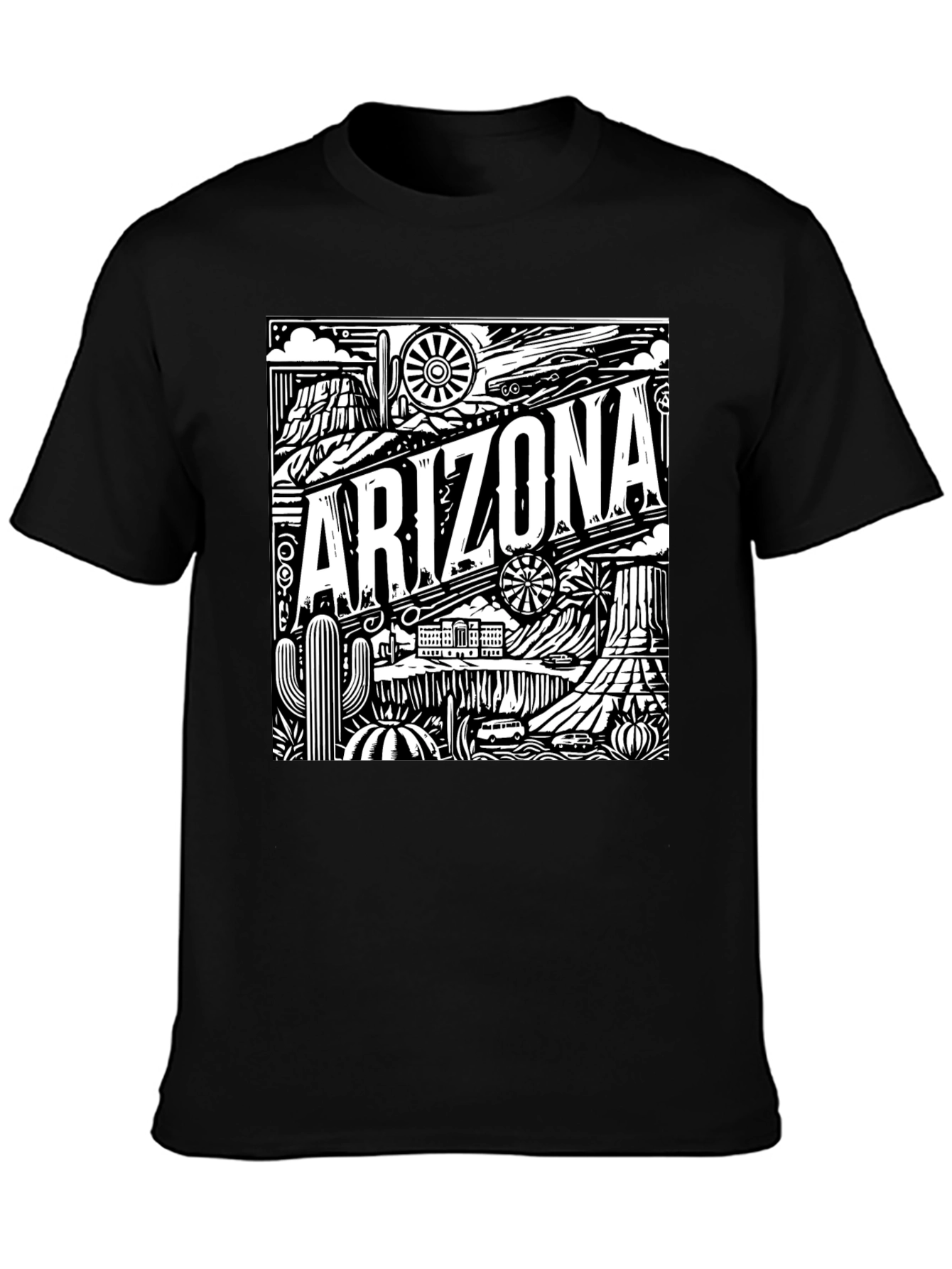 Camiseta Negra Arizona Diseño Gráfico