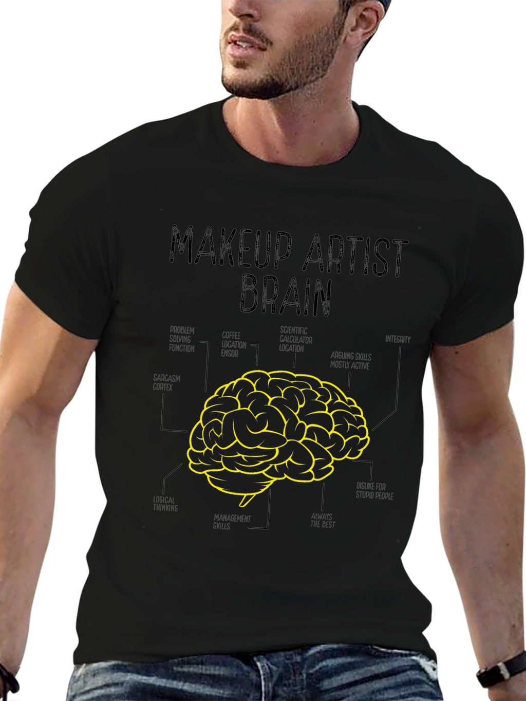 Camiseta Negra Cerebro Artista Maquillaje