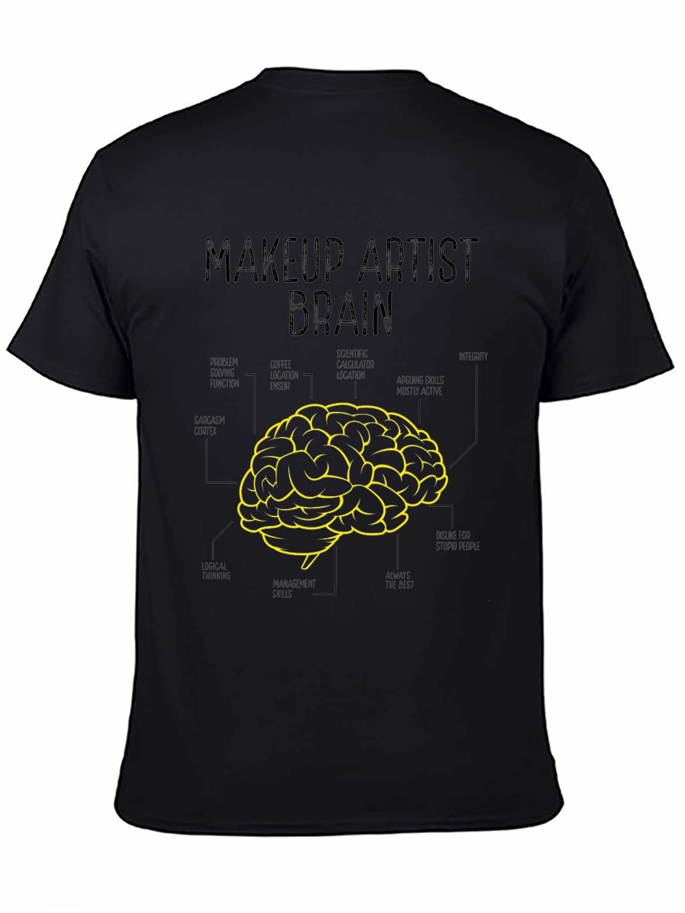 Camiseta Negra Cerebro Artista Maquillaje
